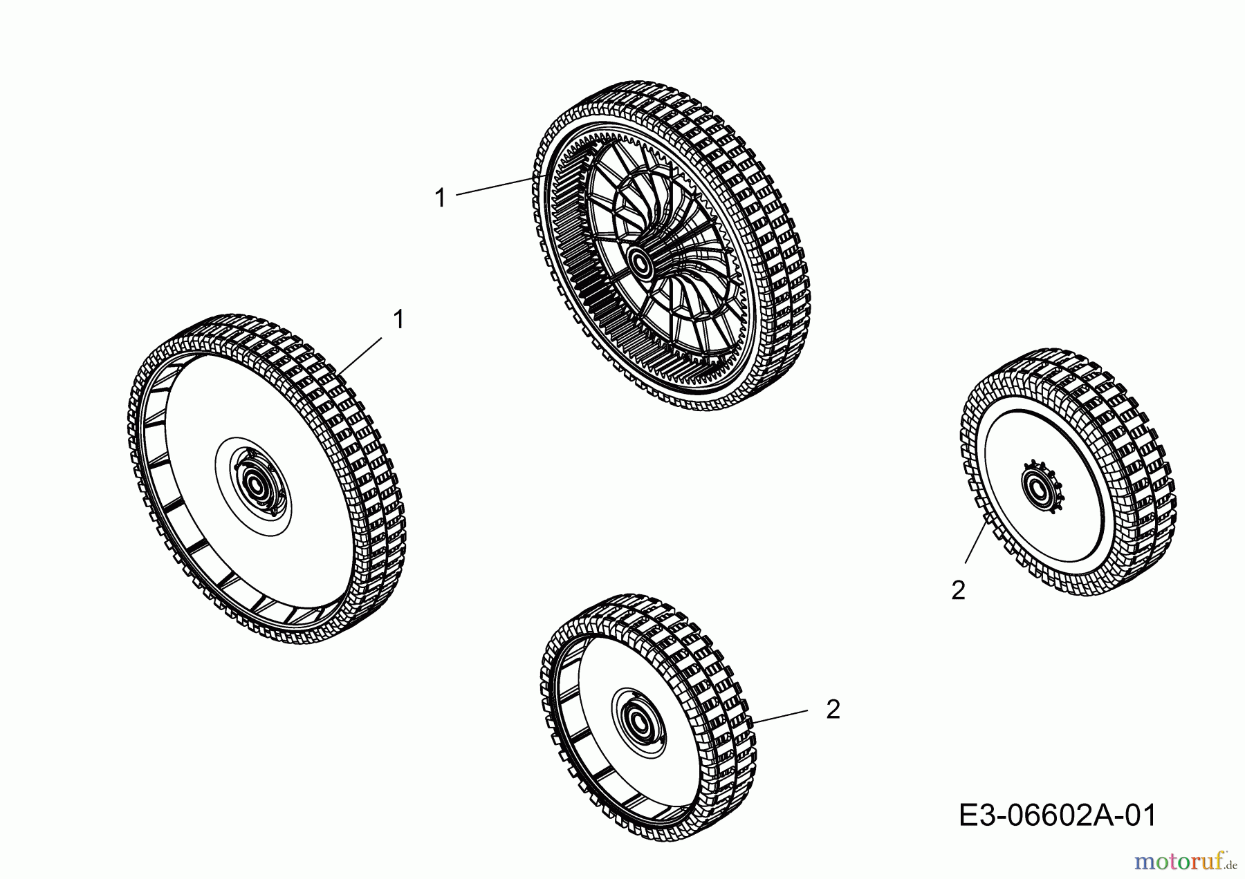  Wolf-Garten Elektromäher mit Antrieb Ambition 48 EAHW 18AR11L-650  (2012) Räder