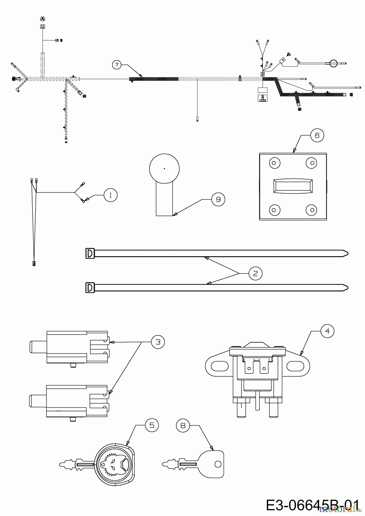  Wolf-Garten Rasentraktoren Blue Power 105.200 H 13RT71RN650  (2012) Elektroteile