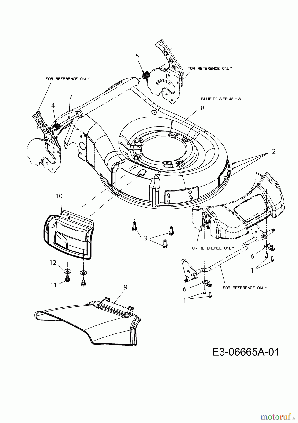  Wolf-Garten Motormäher Blue Power 48 HW 11A-129J650  (2011) Mähwerksgehäuse, Stange für Heckklappe
