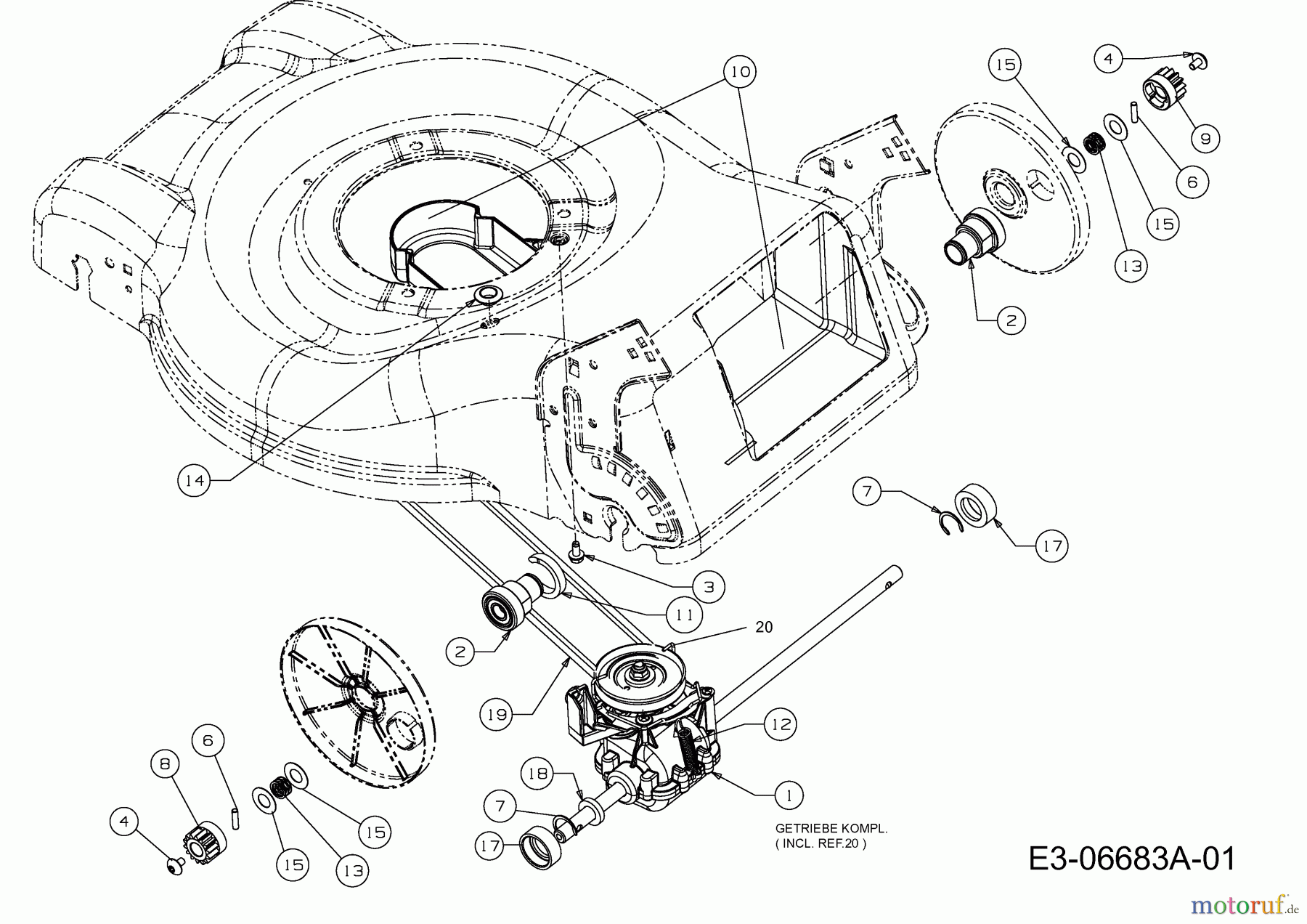  Wolf-Garten Motormäher mit Antrieb Blue Power 40 A 12A-I45A650  (2013) Getriebe