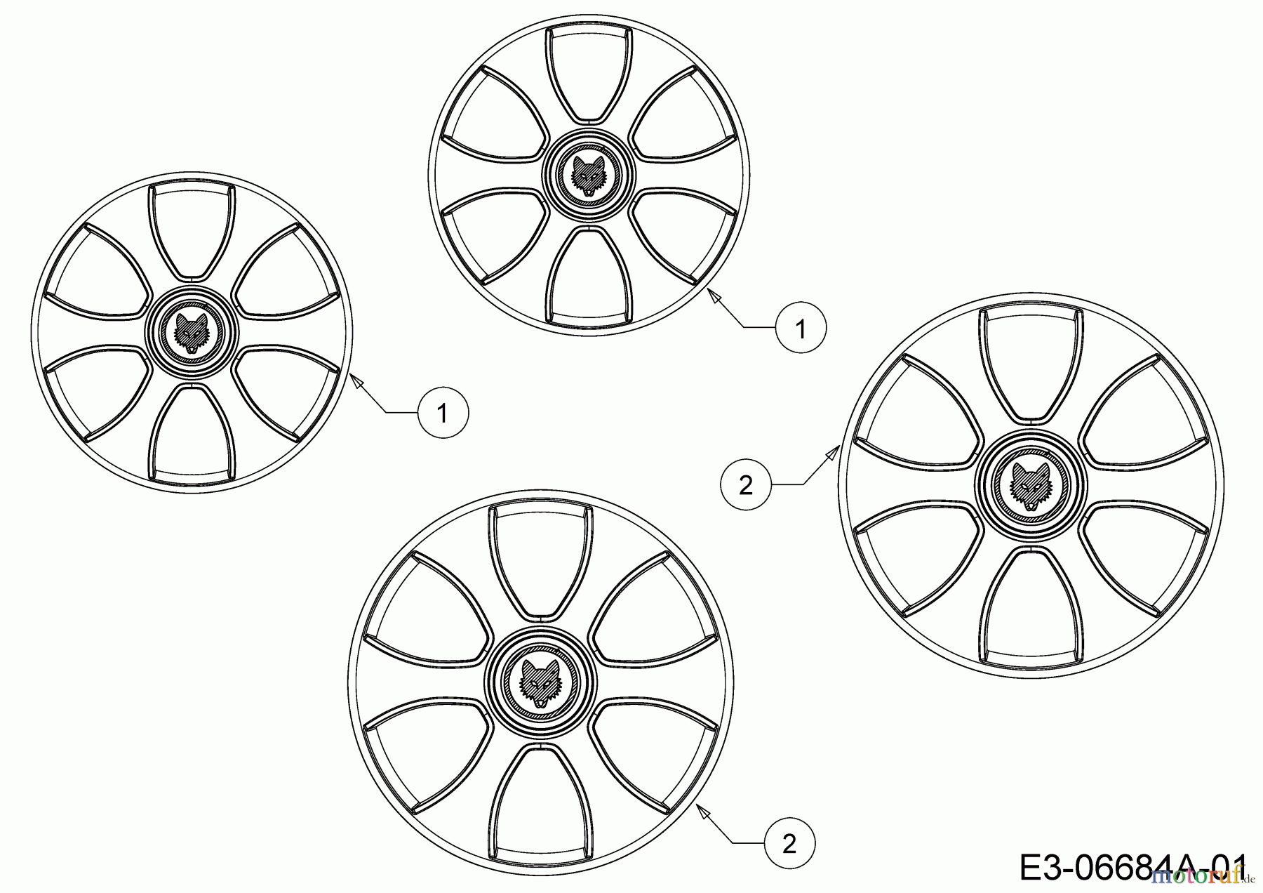  Wolf-Garten Motormäher mit Antrieb Select 4600 AB 12A-TO0X650  (2014) Radkappen