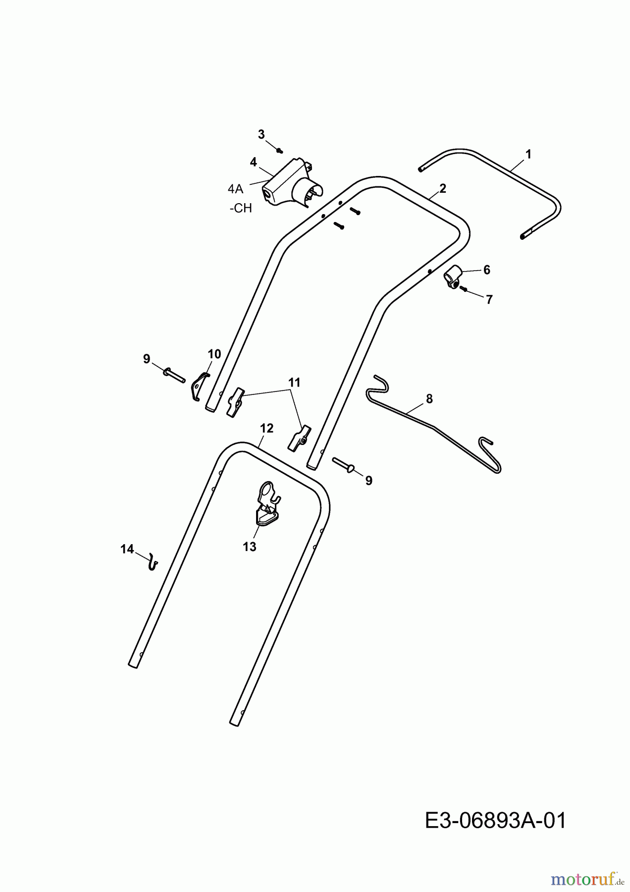  Wolf-Garten Elektromäher Blue Power 37 E 18AWG1Y1C50  (2011) Holm, Schalter