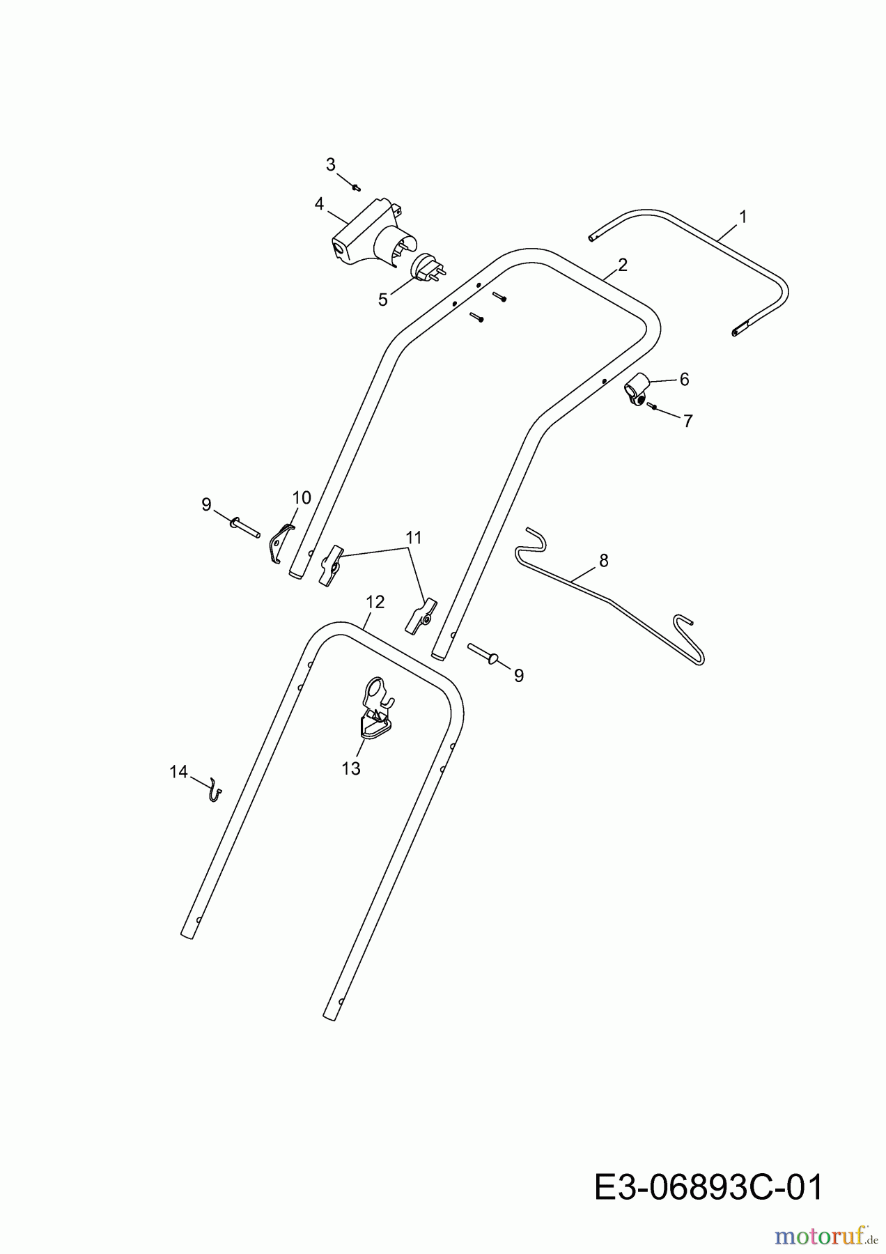  WOLF-Garten Expert Elektromäher Expert 37 E 18CWG1H-C50  (2014) Holm, Schalter