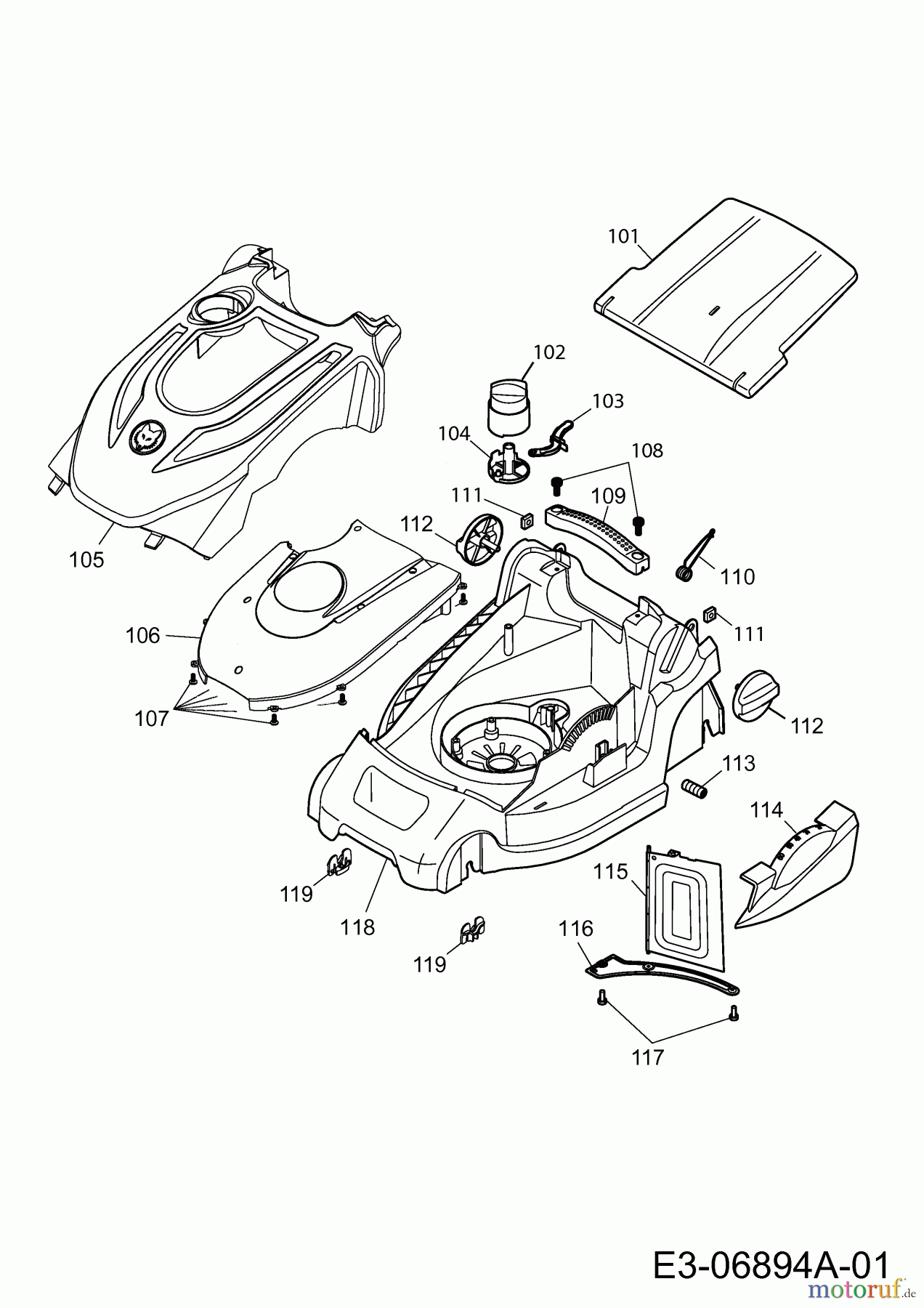  Wolf-Garten Elektromäher Blue Power 37 E 18AWG1Y1650  (2012) Mähwerksgehäuse