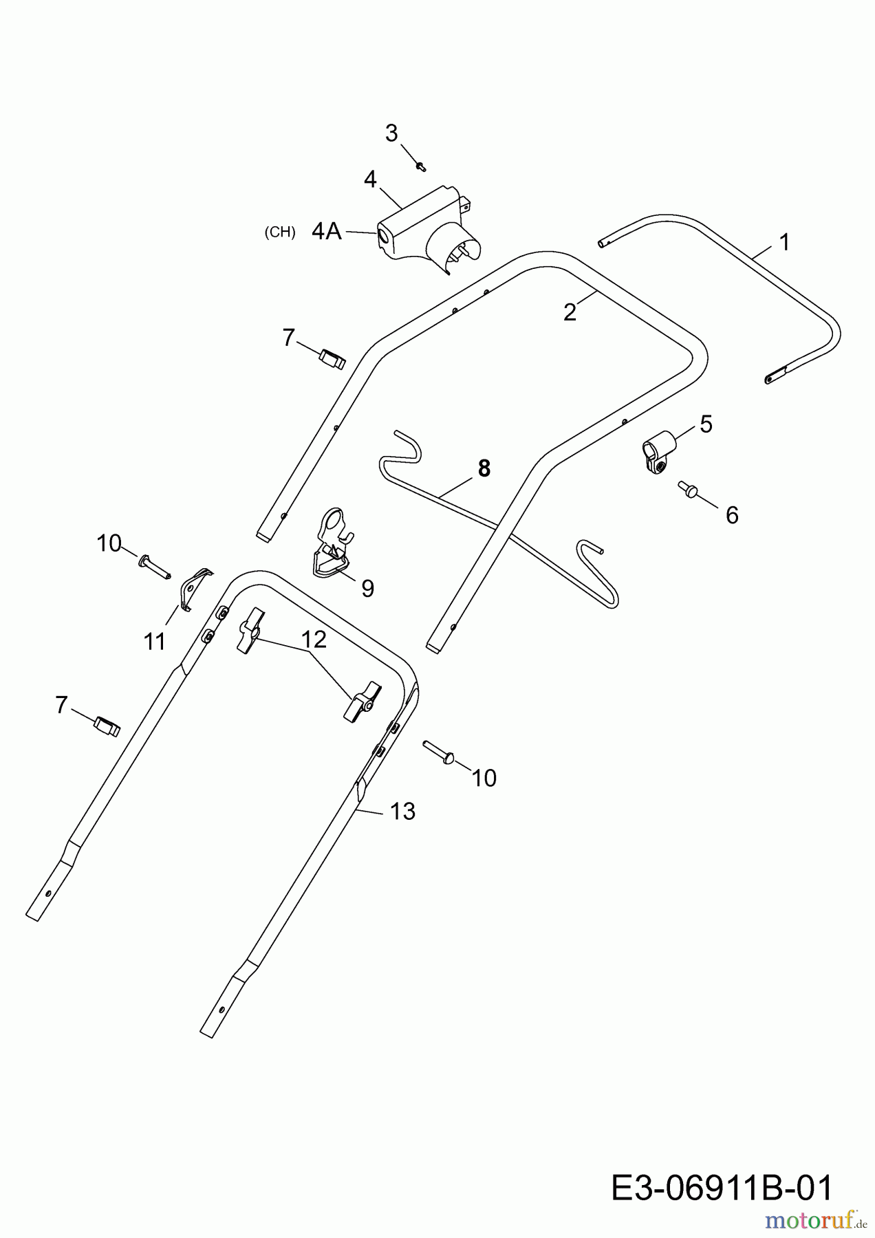  Wolf-Garten Elektromäher Blue Power 40 E 18AWH1Z1650  (2012) Holm, Schalter