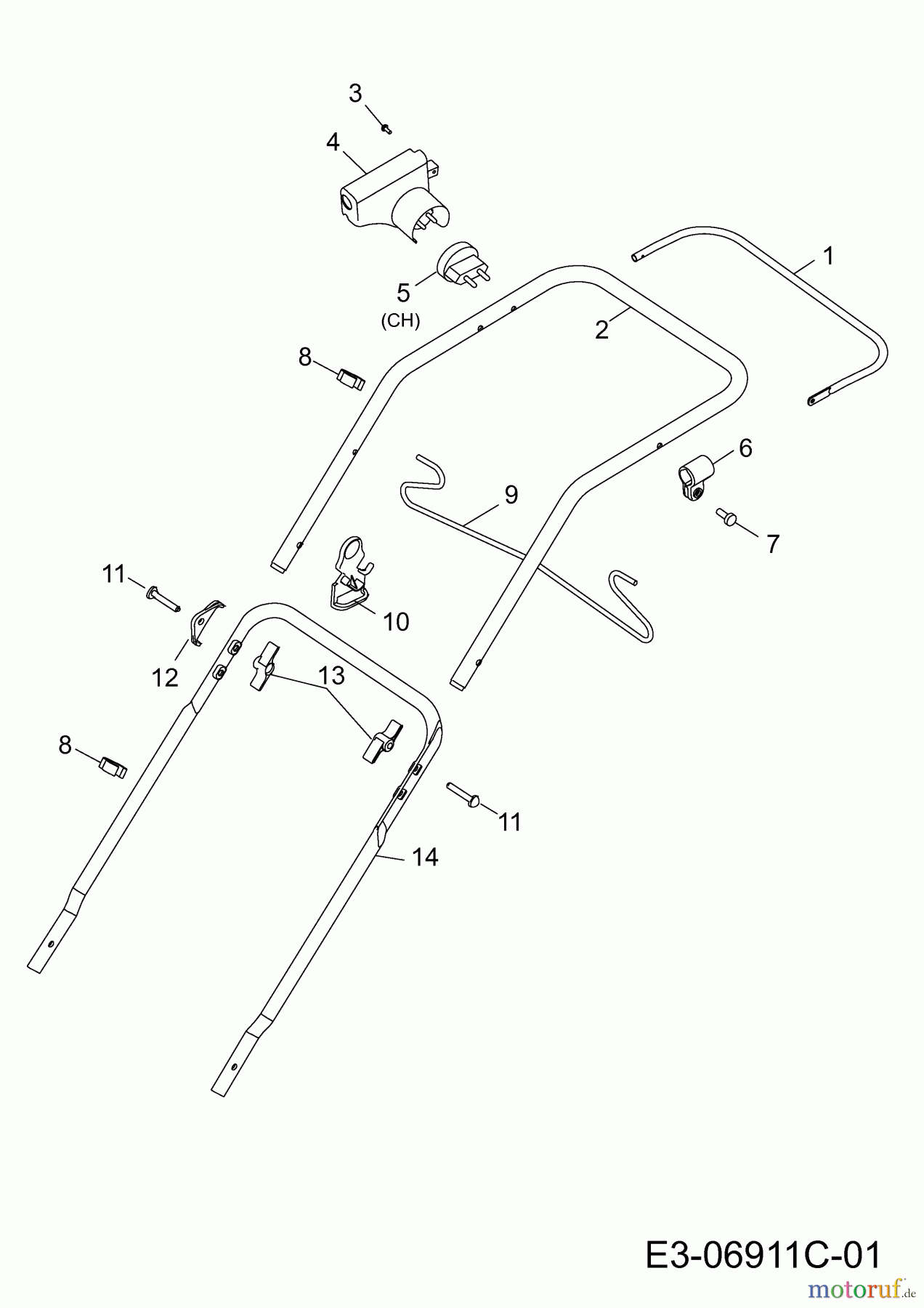  Wolf-Garten Elektromäher Blue Power 40 E 18AWH1Z1650  (2016) Holm, Schalter