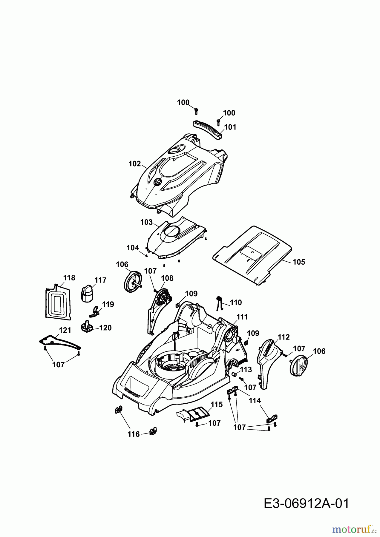  Wolf-Garten Elektromäher Blue Power 40 E 18AWH1Z1C50  (2012) Mähwerksgehäuse
