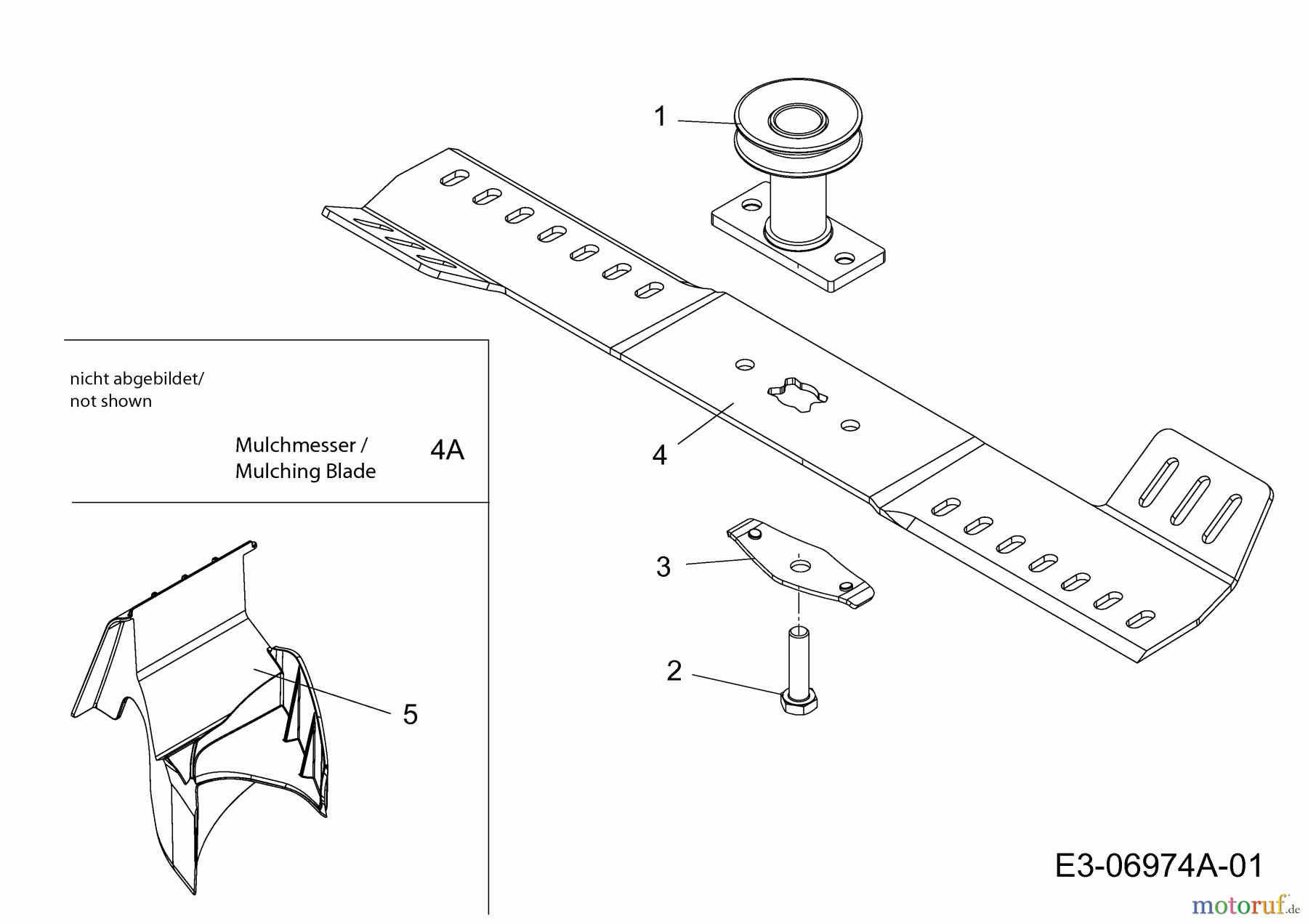  Wolf-Garten Motormäher mit Antrieb Ambition 48 AHW 12B-118R650  (2013) Messer, Messeraufnahme, Mulchstopfen