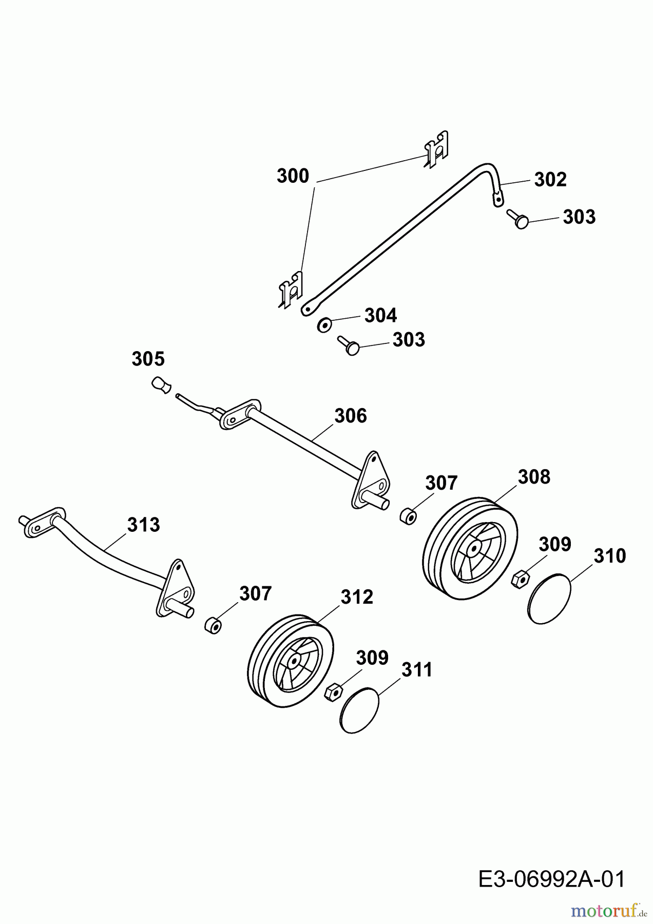 Wolf-Garten Motormäher Power Edition 48 QR 4233000 (2011) Achsen, Räder