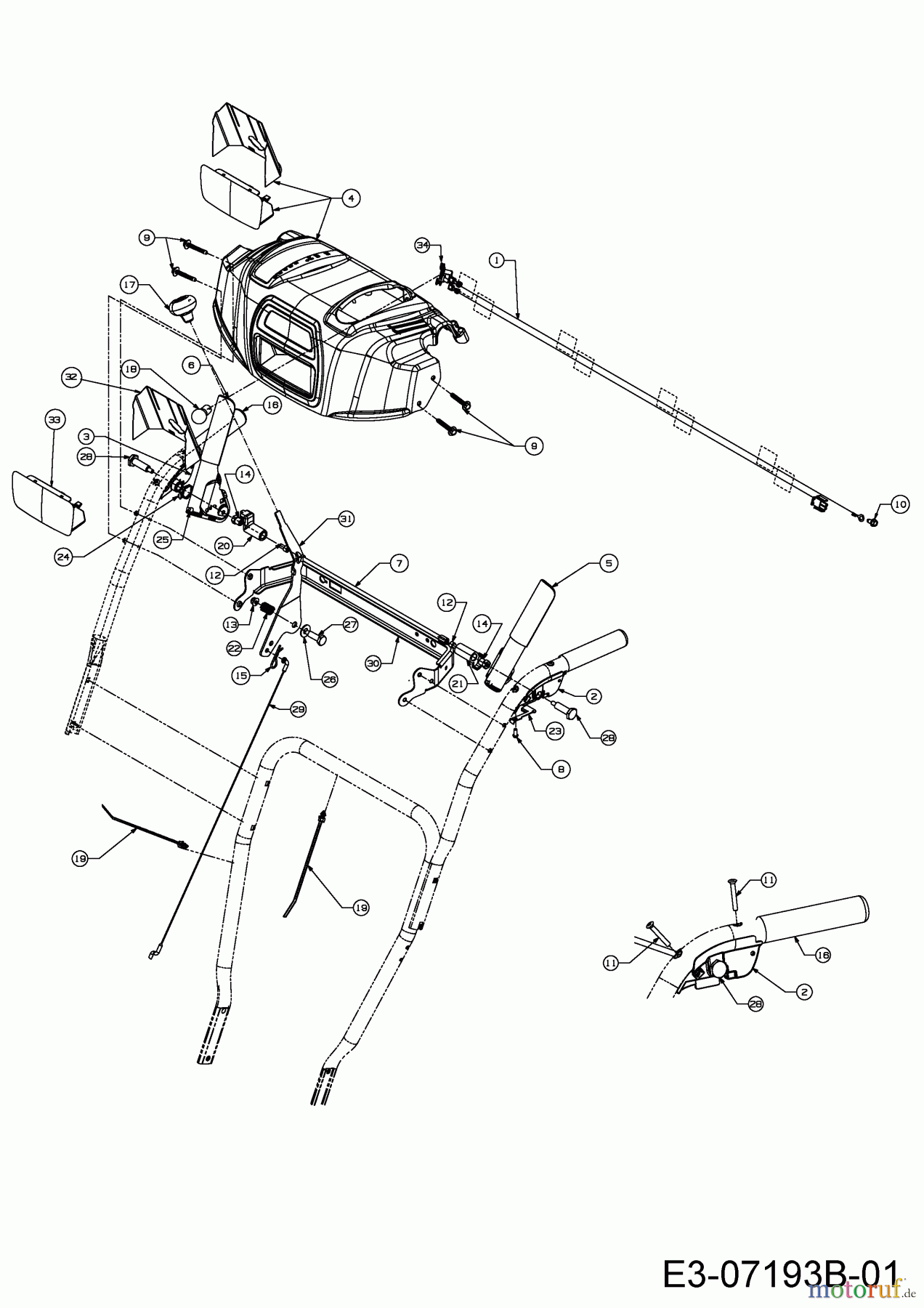  Wolf-Garten Schneefräsen Ambition SF 66 E 31AY54T3650  (2015) Armaturenbrett, Handhebel