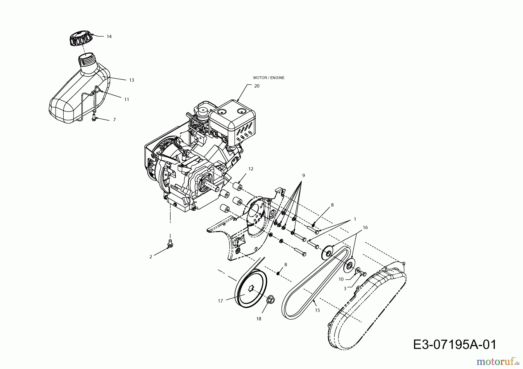 Wolf-Garten Schneefräsen Select SF 53 31A-2M1E650 (2012) Keilriemen, Motor