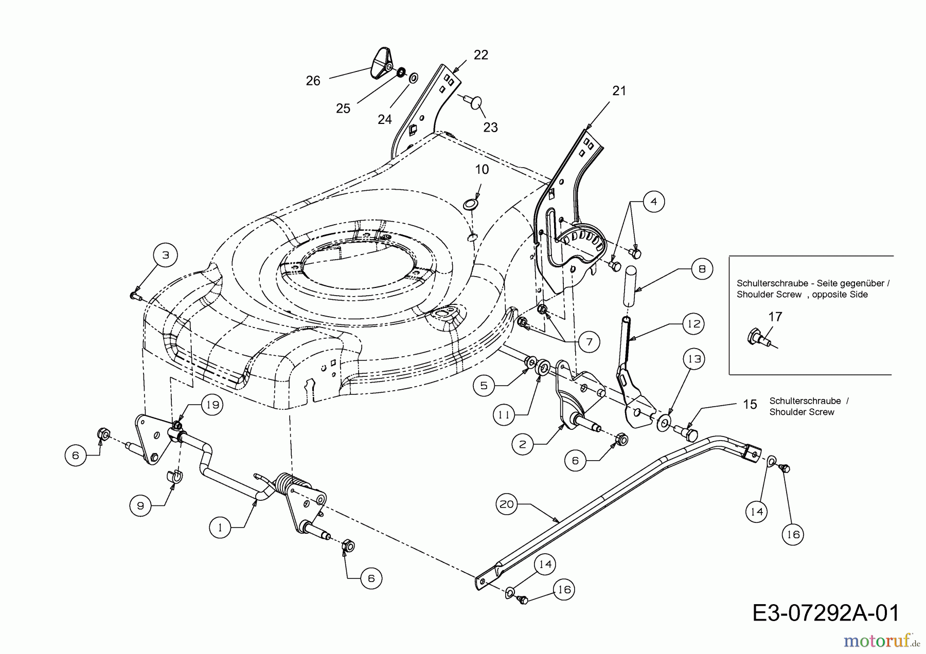  Wolf-Garten Motormäher Ambition 46 B 11A-J44M650  (2012) Schnitthöhenverstellung