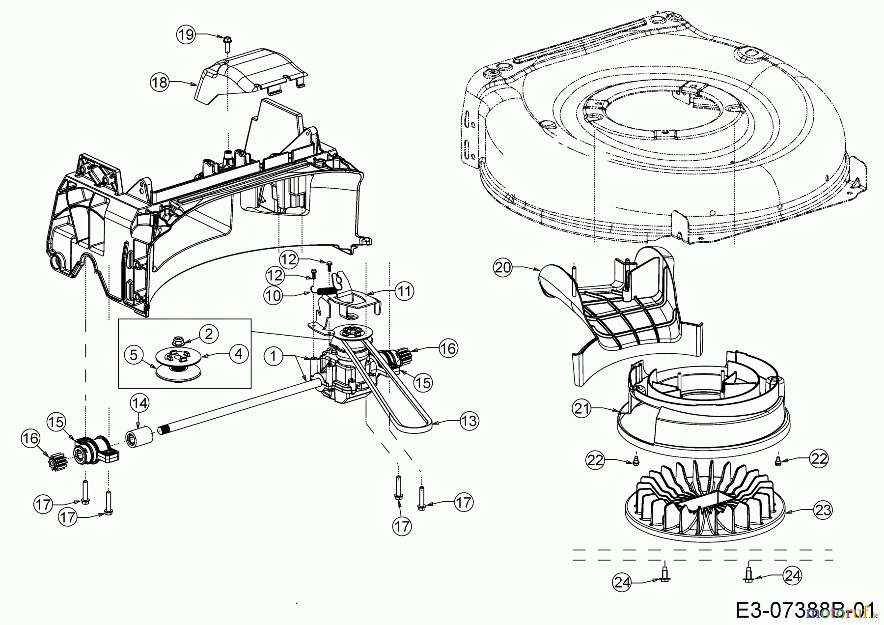  WOLF-Garten Expert Motormäher mit Antrieb Expert 53 BA V 12BVQ56K650  (2014) Getriebe, Keilriemen