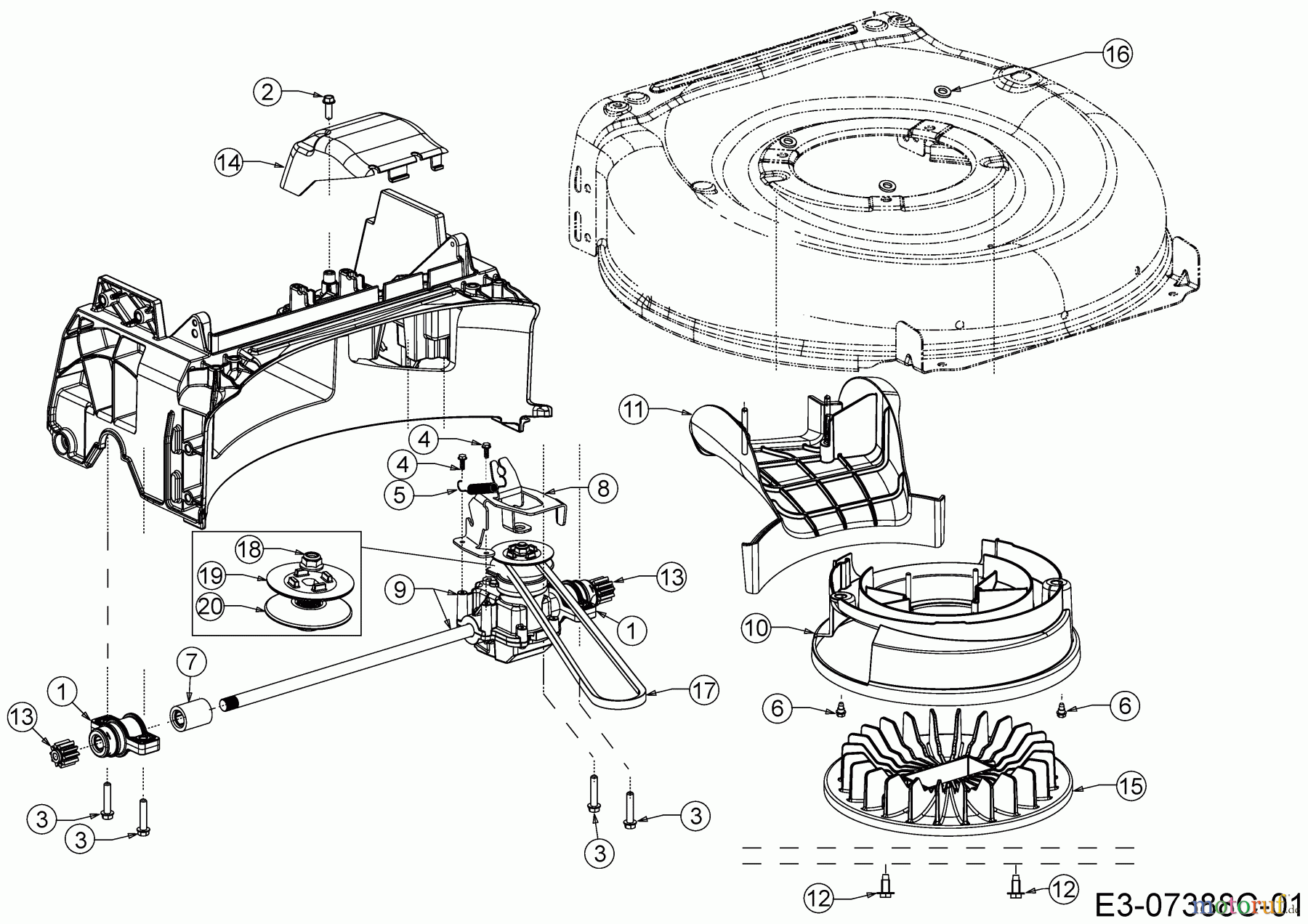  WOLF-Garten Expert Motormäher mit Antrieb Expert 53 BA V 12BVQ56K650  (2016) Getriebe, Keilriemen