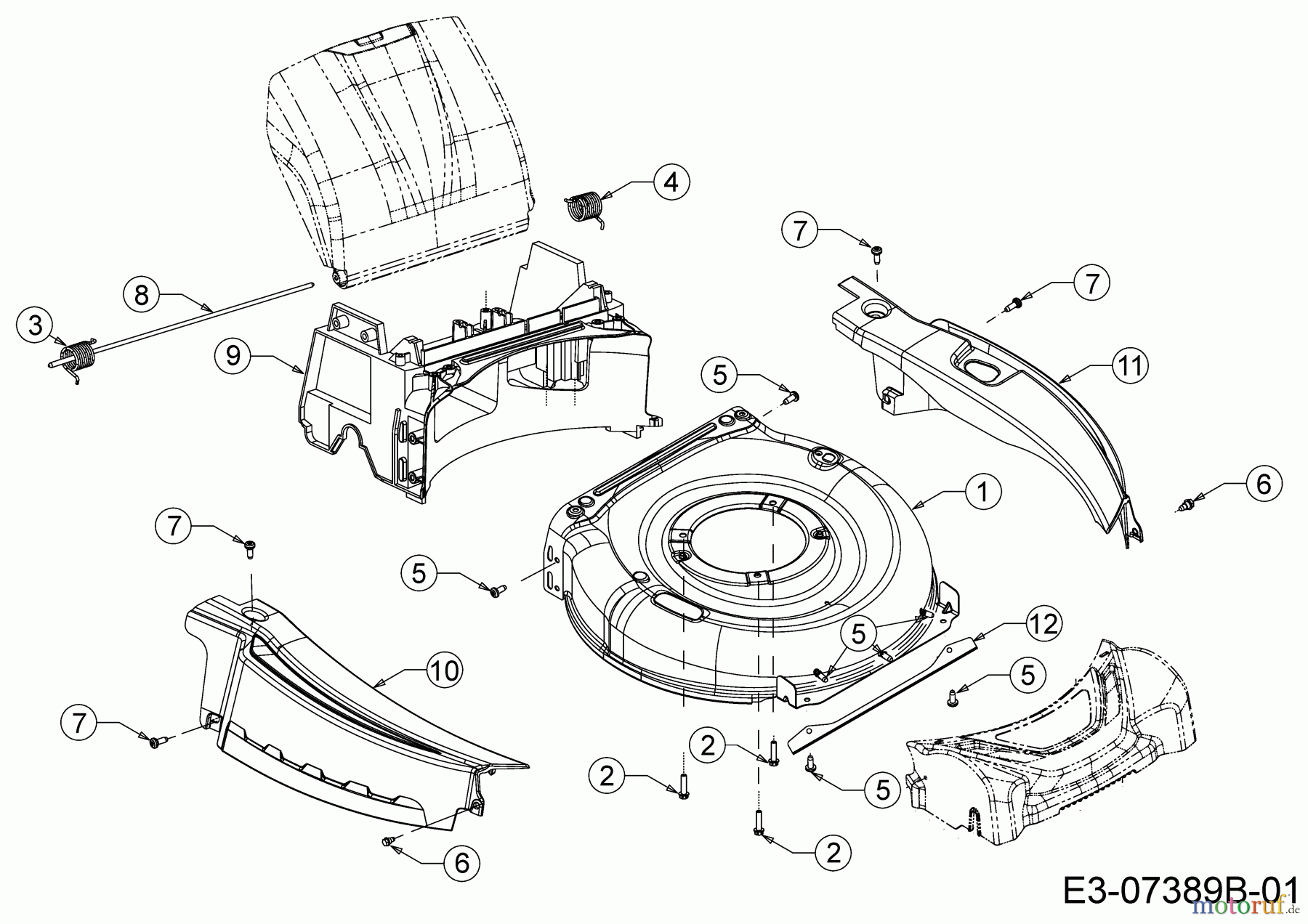  WOLF-Garten Expert Motormäher mit Antrieb Expert 53 BA V 12BVQ56K650  (2014) Leitstück hinten, Mähwerksgehäuse, Stange Heckklappe, Verkleidungen