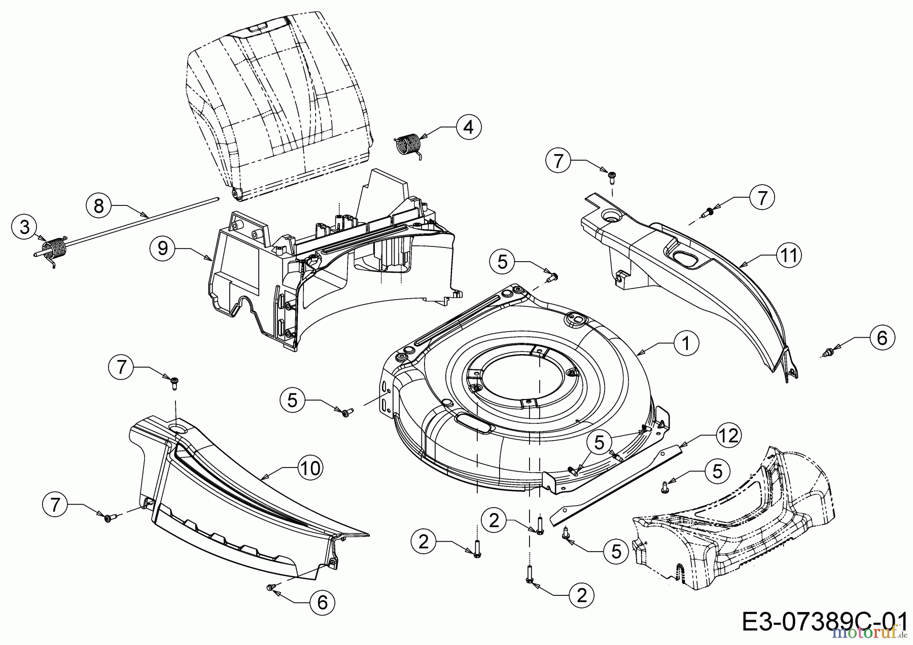  WOLF-Garten Expert Motormäher mit Antrieb Expert 53 BA V IS 12BGQ56J650  (2017) Leitstück hinten, Mähwerksgehäuse, Stange Heckklappe, Verkleidungen