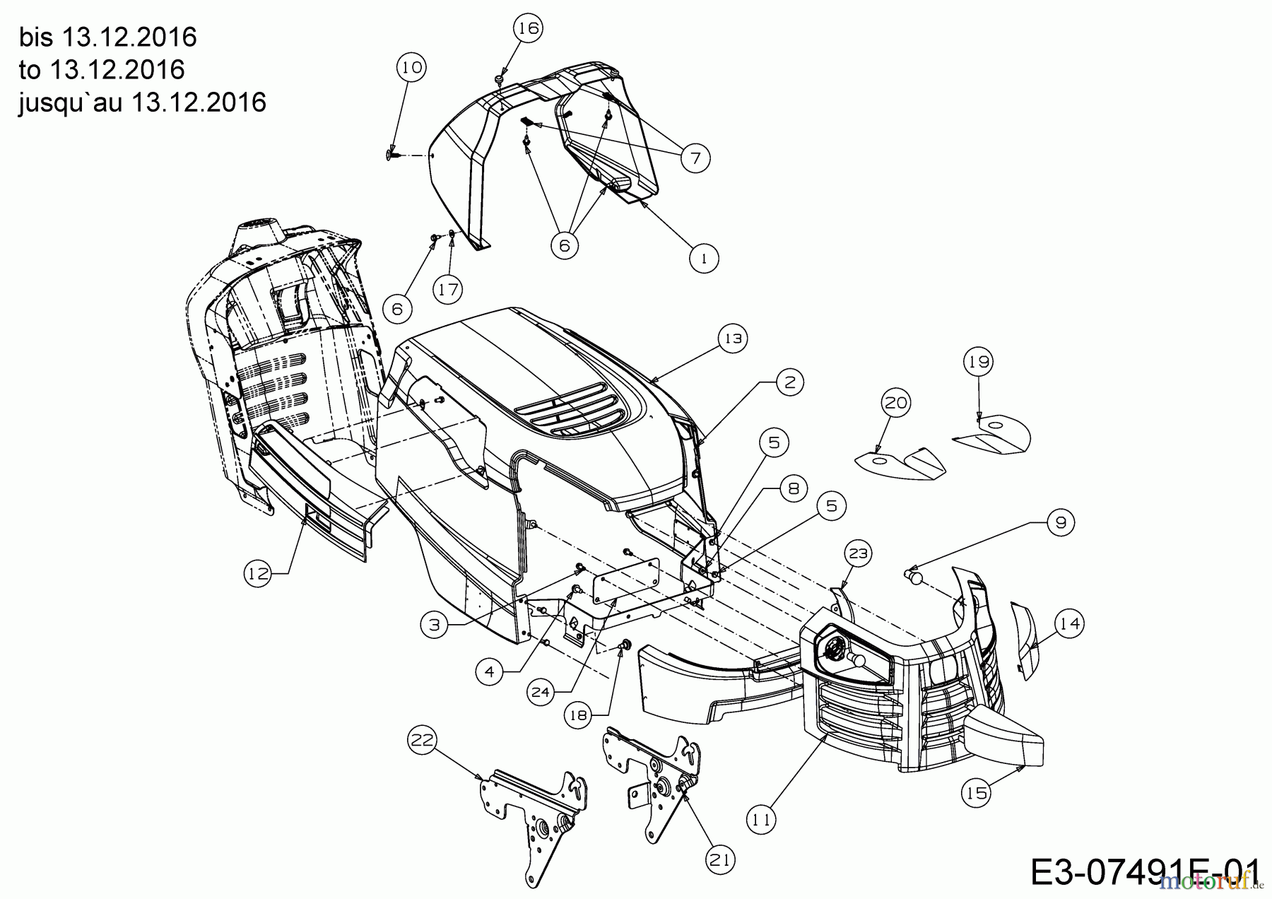  Wolf-Garten Rasentraktoren 92.130 T 13HH76WE650  (2017) Motorhaube D-Style