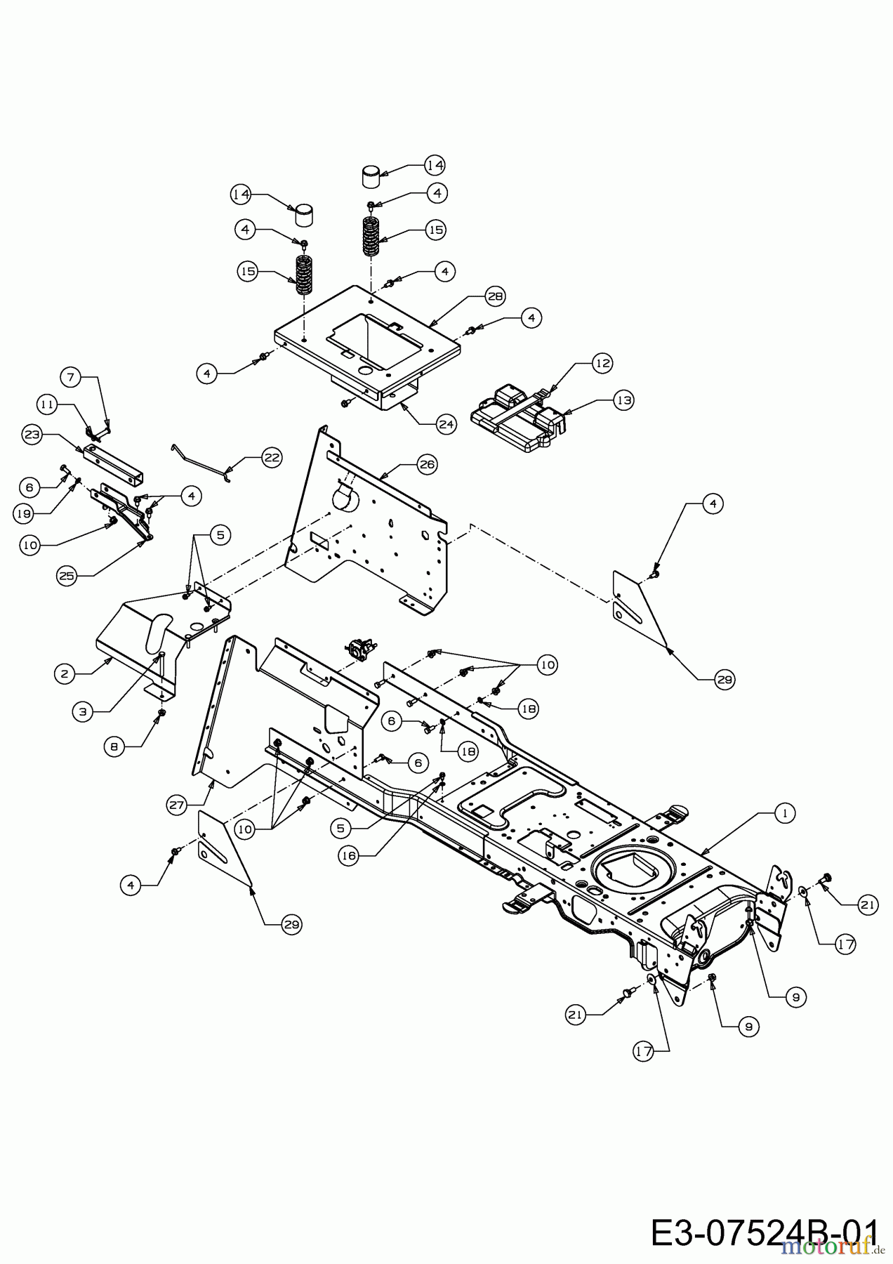  WOLF-Garten Expert Rasentraktoren Expert 122.240 H 13II91WJ650  (2015) Anhängekupplung hinten, Rahmen