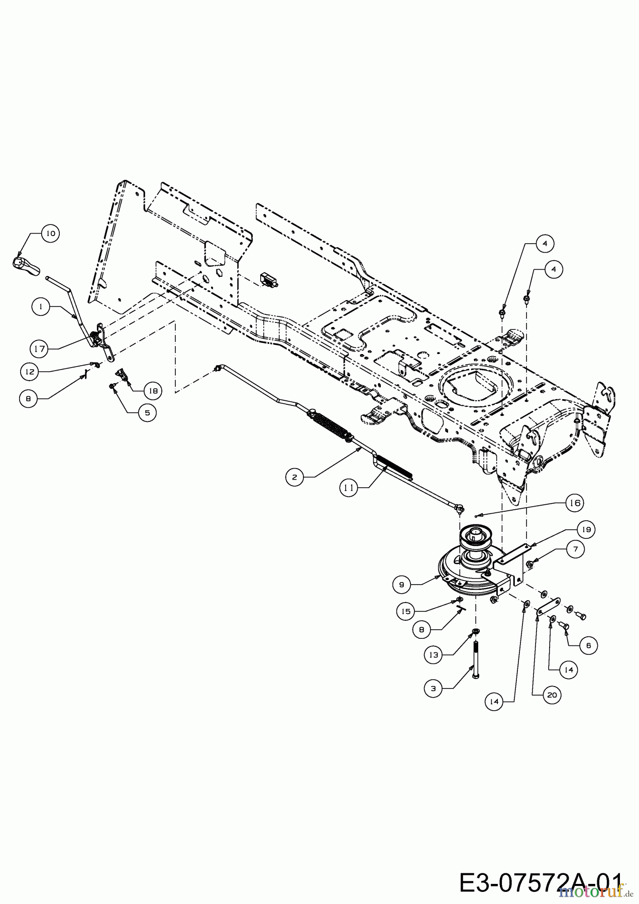Wolf-Garten Rasentraktoren Expert 92.155 A 13BD90WE650 (2013) Mähwerkseinschaltung, Motorkeilriemenscheibe