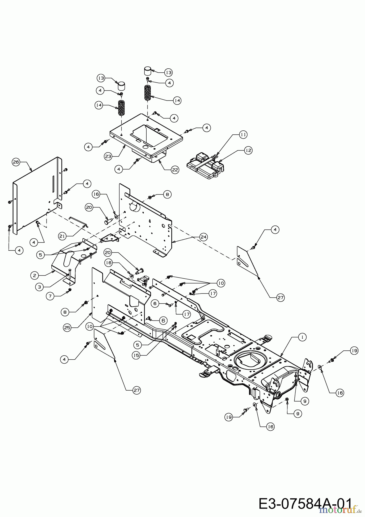  Wolf-Garten Rasentraktoren Expert 92.220 H 13AF91WI650  (2013) Rahmen