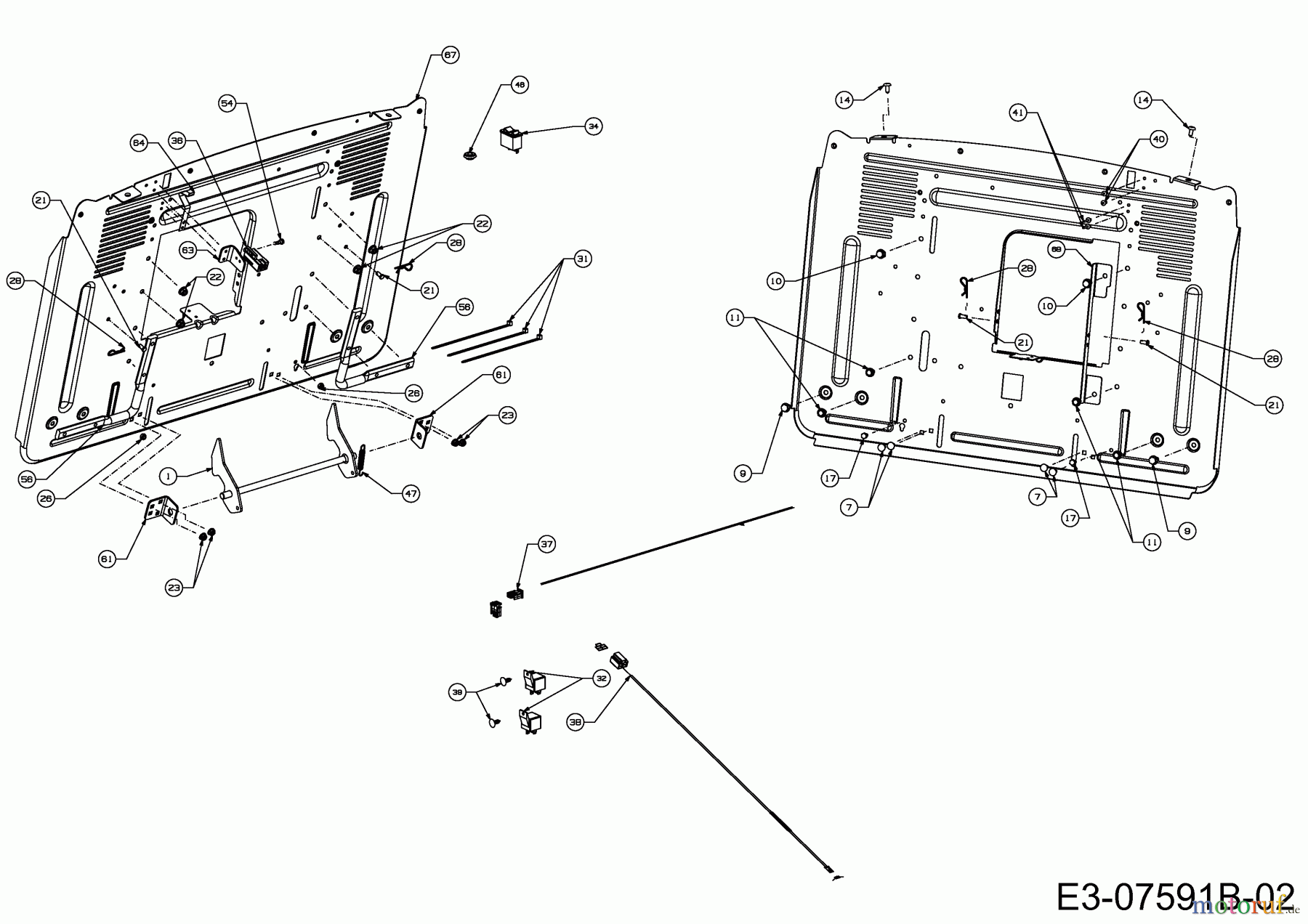  WOLF-Garten Expert Rasentraktoren Expert 122.240 H 13HI91WJ650  (2014) Heckplatte
