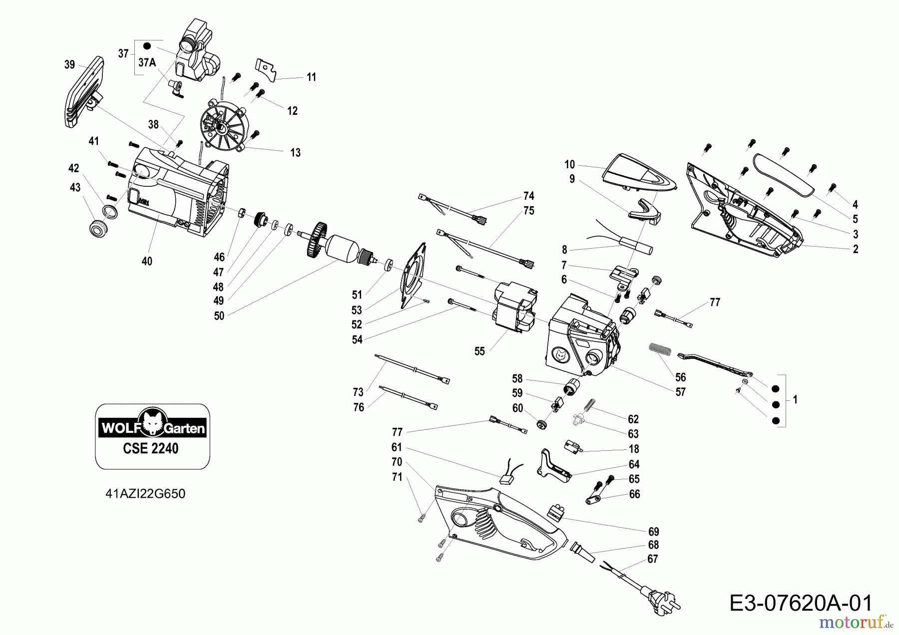  Wolf-Garten Elektrokettensägen CSE 2240 41AZI22G650  (2013) Grundgerät
