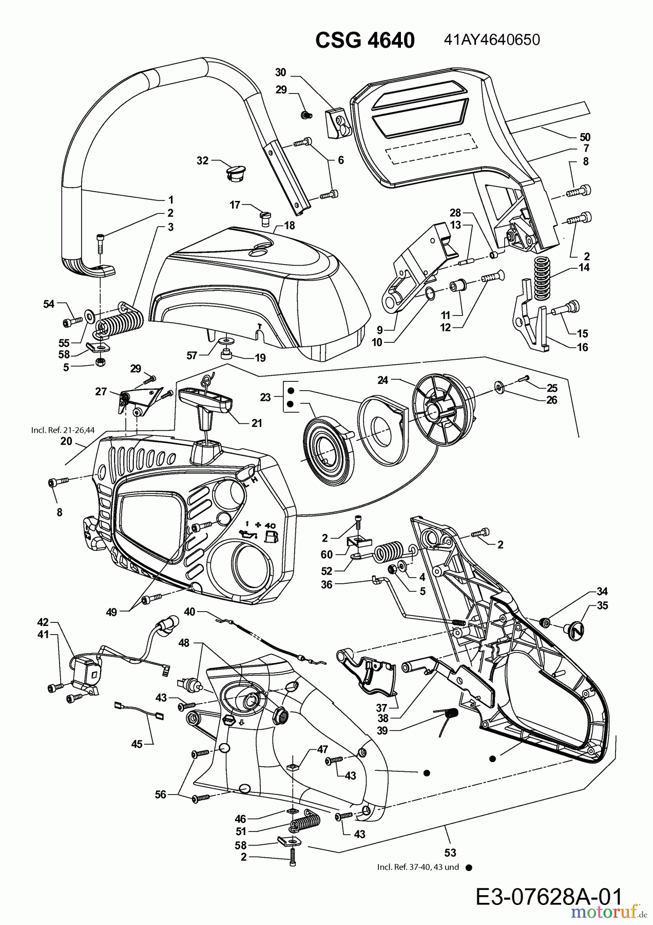  Wolf-Garten Motorkettensägen CSG 4640 41AY4640650  (2012) Handgriff, Motorabdeckungen