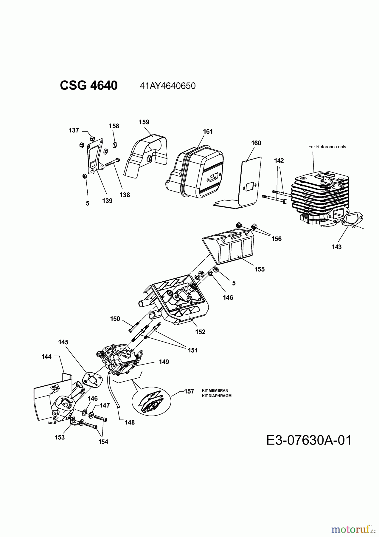  Wolf-Garten Motorkettensägen CSG 4640 41AY4640650  (2012) Auspuff, Luftfilter, Vergaser