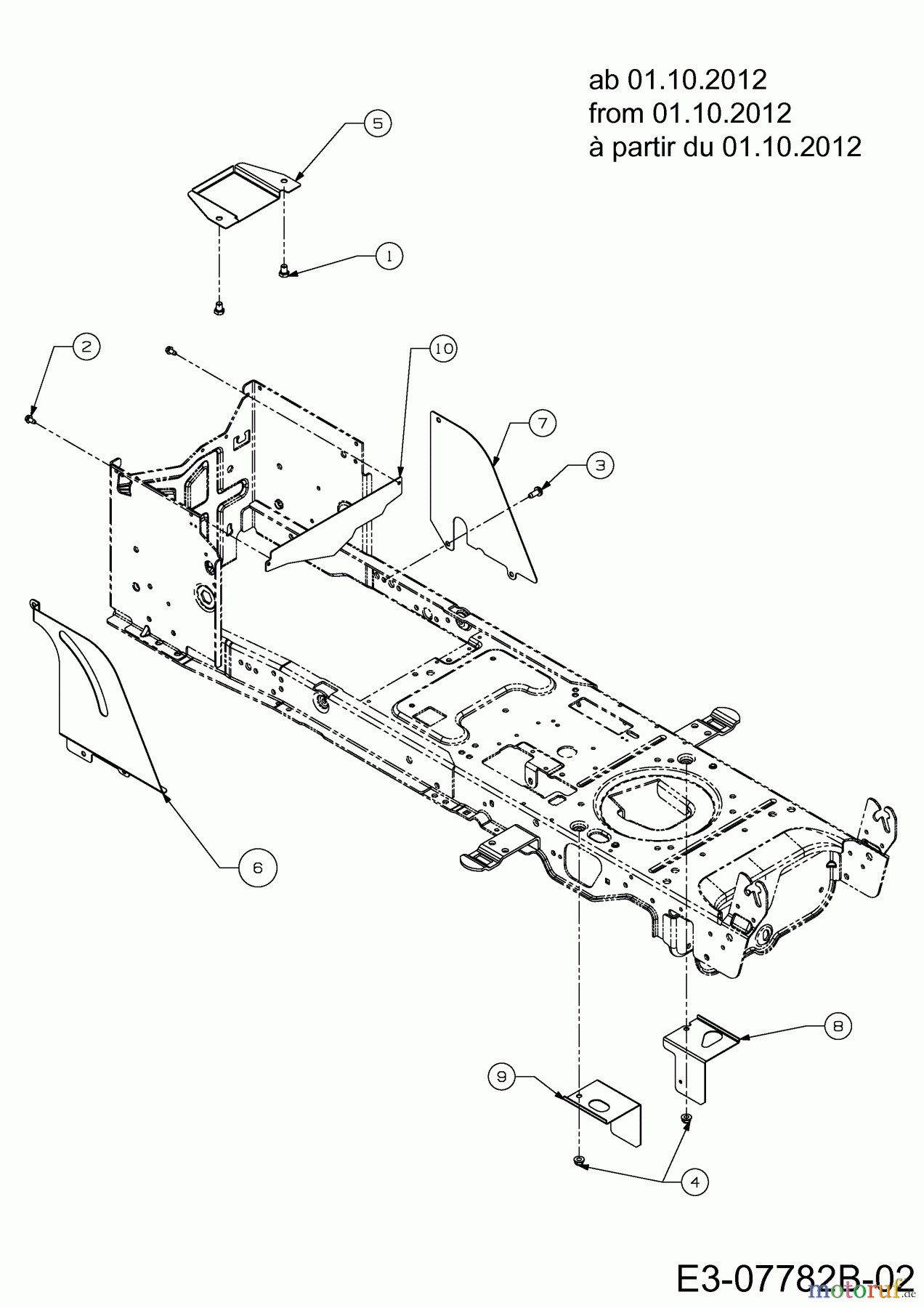  Wolf-Garten Rasentraktoren Expert 96.160 H 13AG91WF650  (2013) Keilriemenschutz ab 01.10.2012
