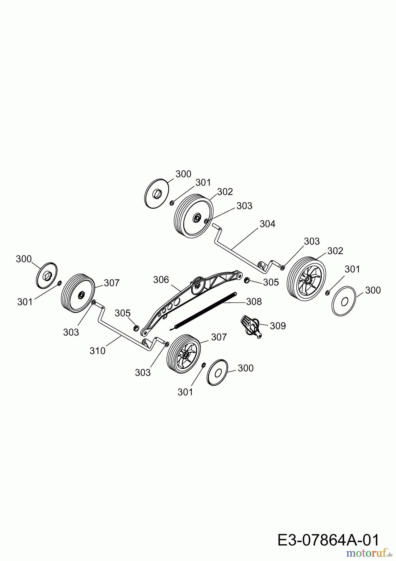  Wolf-Garten Elektromäher Ambition 40 E 4969680  (2012) Räder, Schnitthöhenverstellung