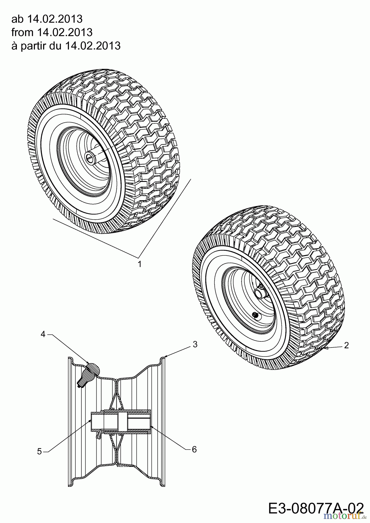  Wolf-Garten Rasentraktoren Expert 92.155 A 13BD90WE650  (2013) Räder vorne 15x6 ab 14.02.2013