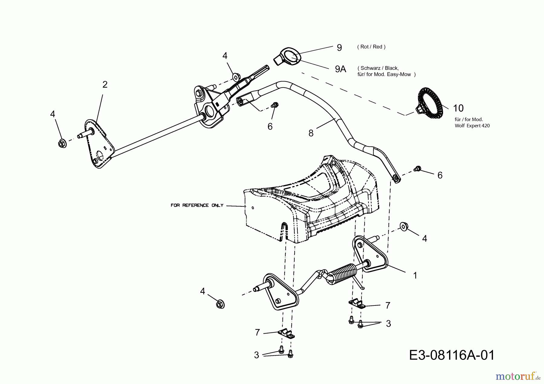  WOLF-Garten Expert Motormäher Expert 420 11A-LUSC650  (2014) Höhenverstellung