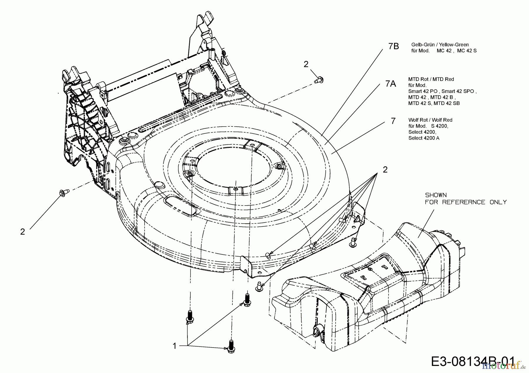  Wolf-Garten Motormäher mit Antrieb Select 4200 A 12A-LOJD650  (2014) Mähwerksgehäuse