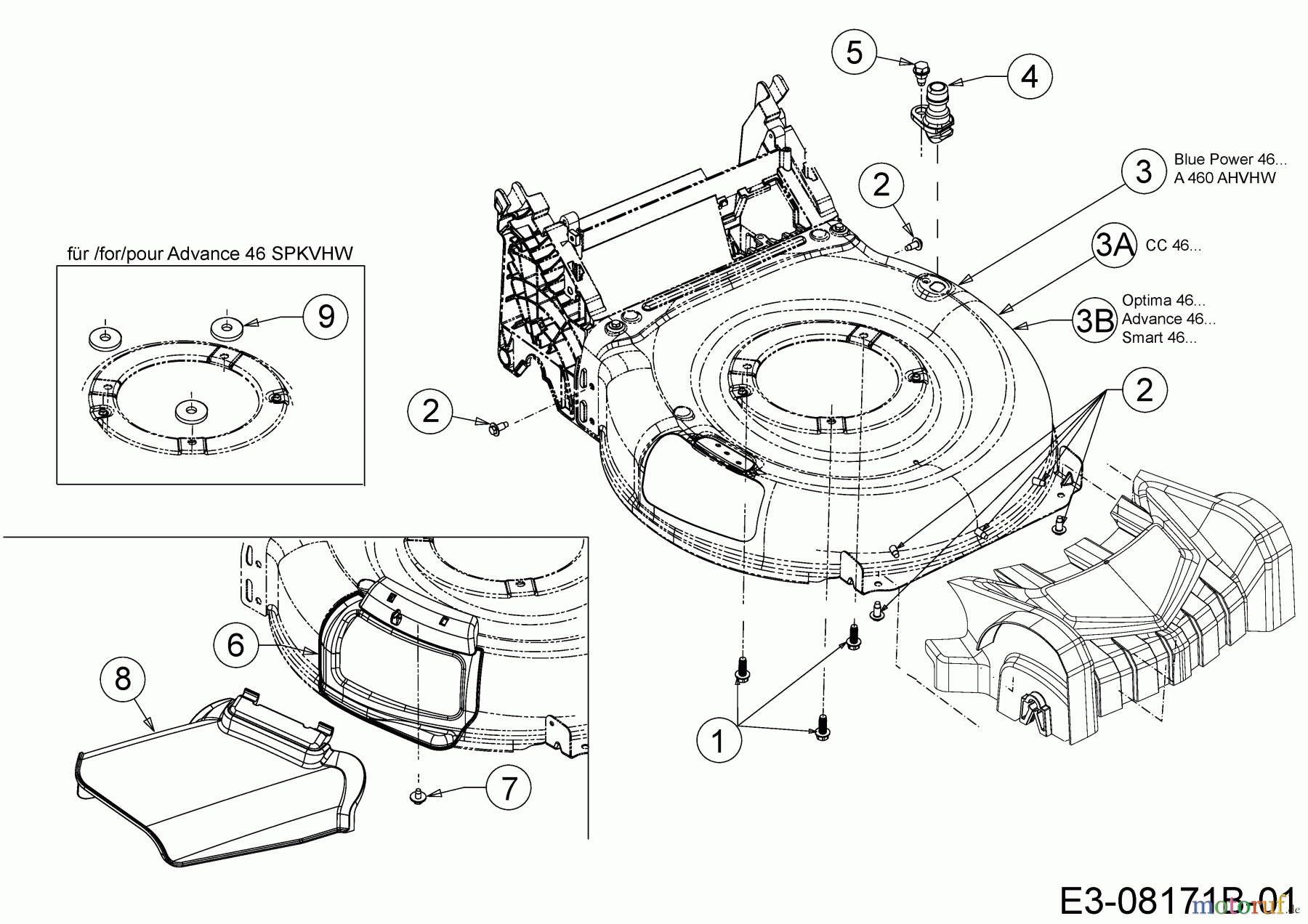  Wolf-Garten Motormäher mit Antrieb WA 46 AHW 12A-TV5E650  (2015) Mähwerksgehäuse