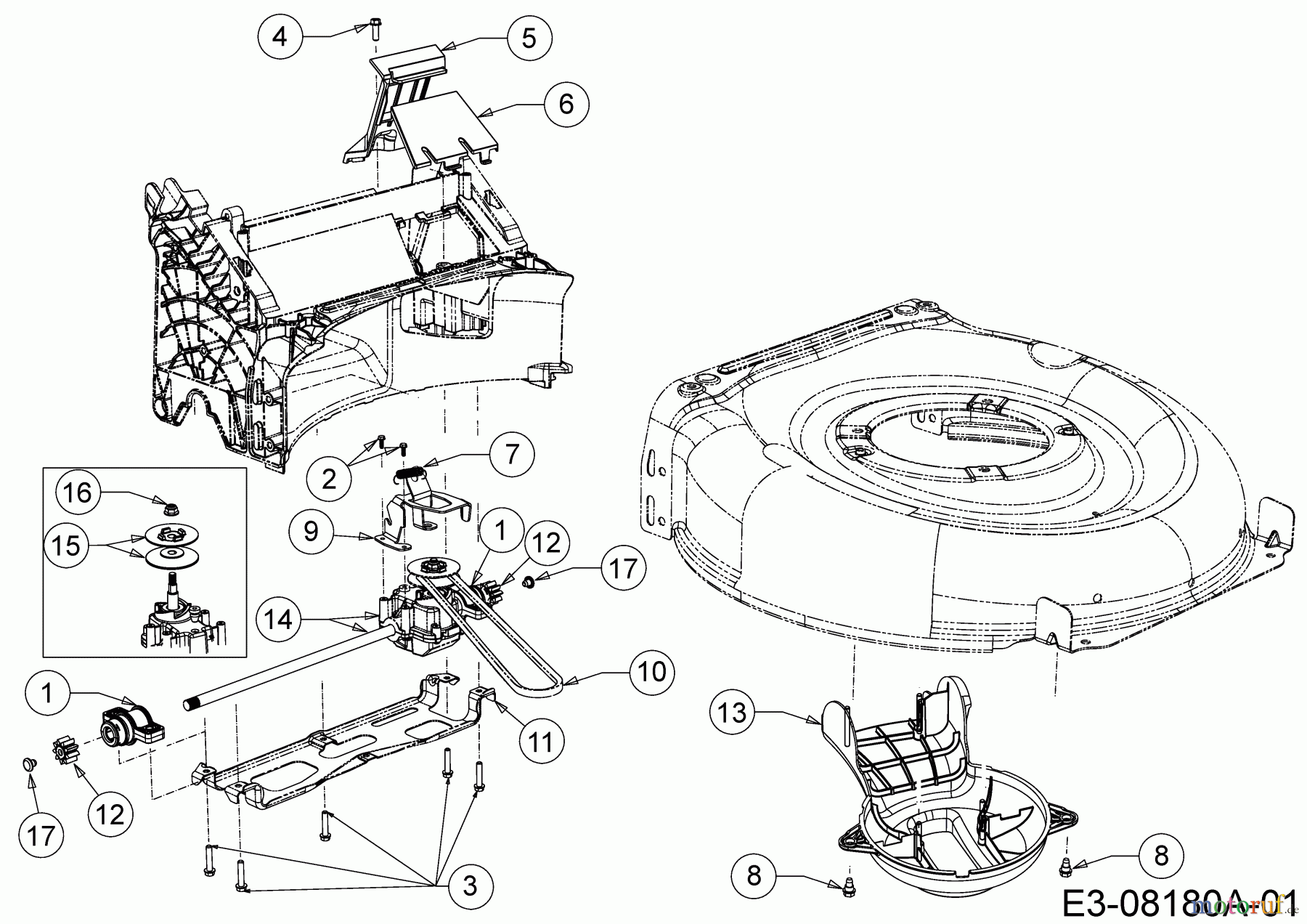  Wolf-Garten Motormäher mit Antrieb S 4600 A 12A-TO5N650  (2016) Getriebe, Keilriemen