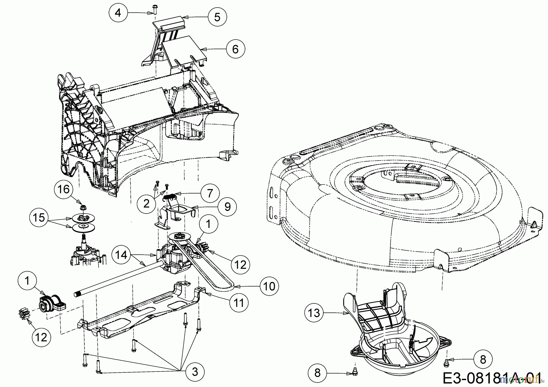  Wolf-Garten Motormäher mit Antrieb S 4600 AHW 12A-TR5N650  (2016) Getriebe, Keilriemen