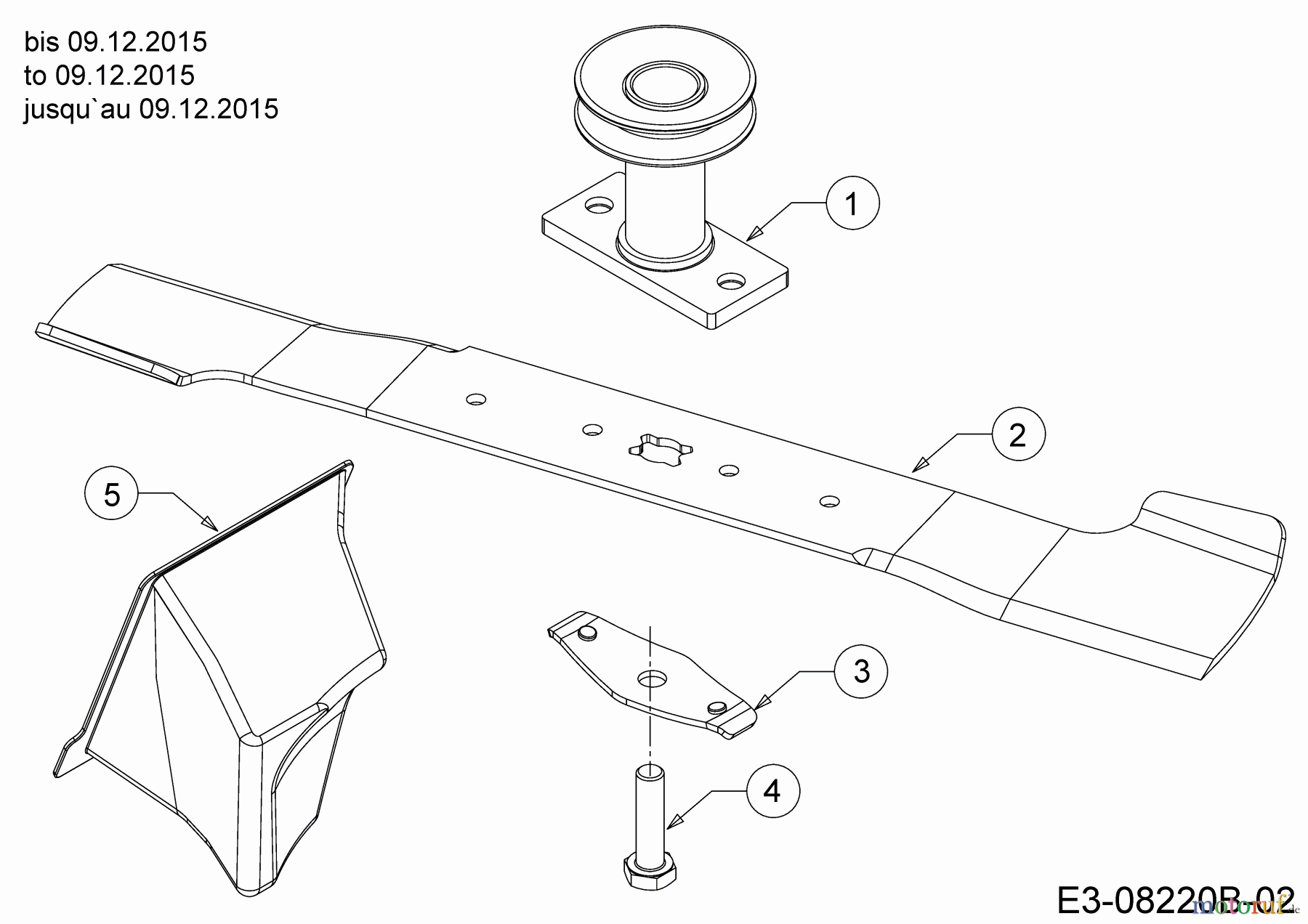 WOLF-Garten Expert Motormäher mit Antrieb Expert 53 BAVHW 12ABPV5L650  (2016) Messer, Messeraufnahme, Mulchstopfen bis 09.12.2015