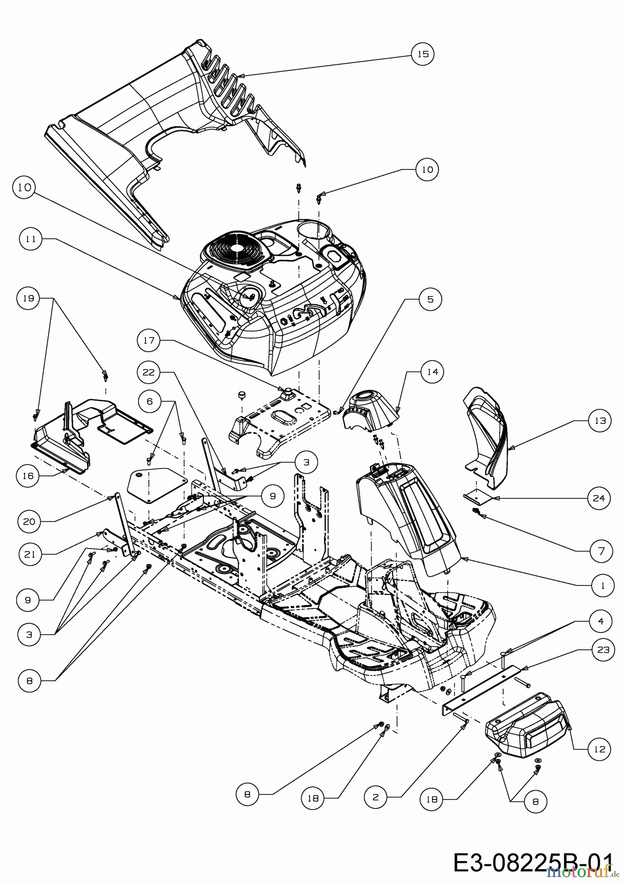  WOLF-Garten Expert Rasentraktoren Scooter Pro 13B226HD650  (2015) Verkleidungen
