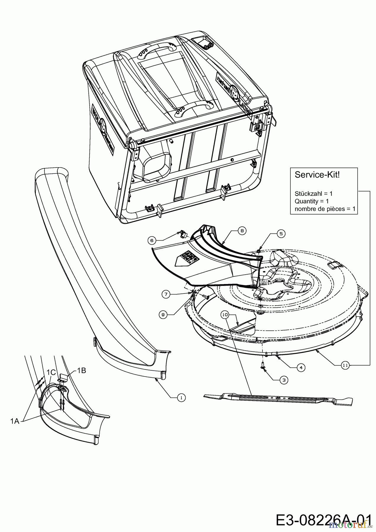  Wolf-Garten Rasentraktoren Scooter Pro 13B226ED650  (2013) Auswurfschacht, Deflektor, Messer