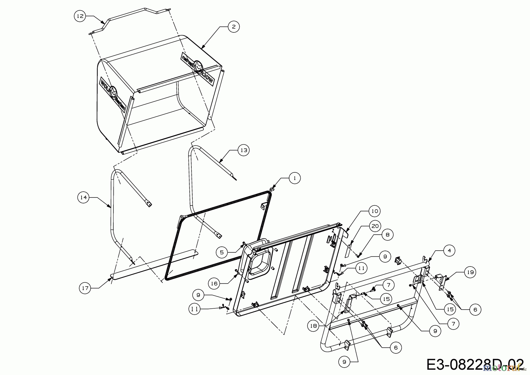  Wolf-Garten Rasentraktoren Scooter Mini 13A326SC650  (2017) Grasfangvorrichtung
