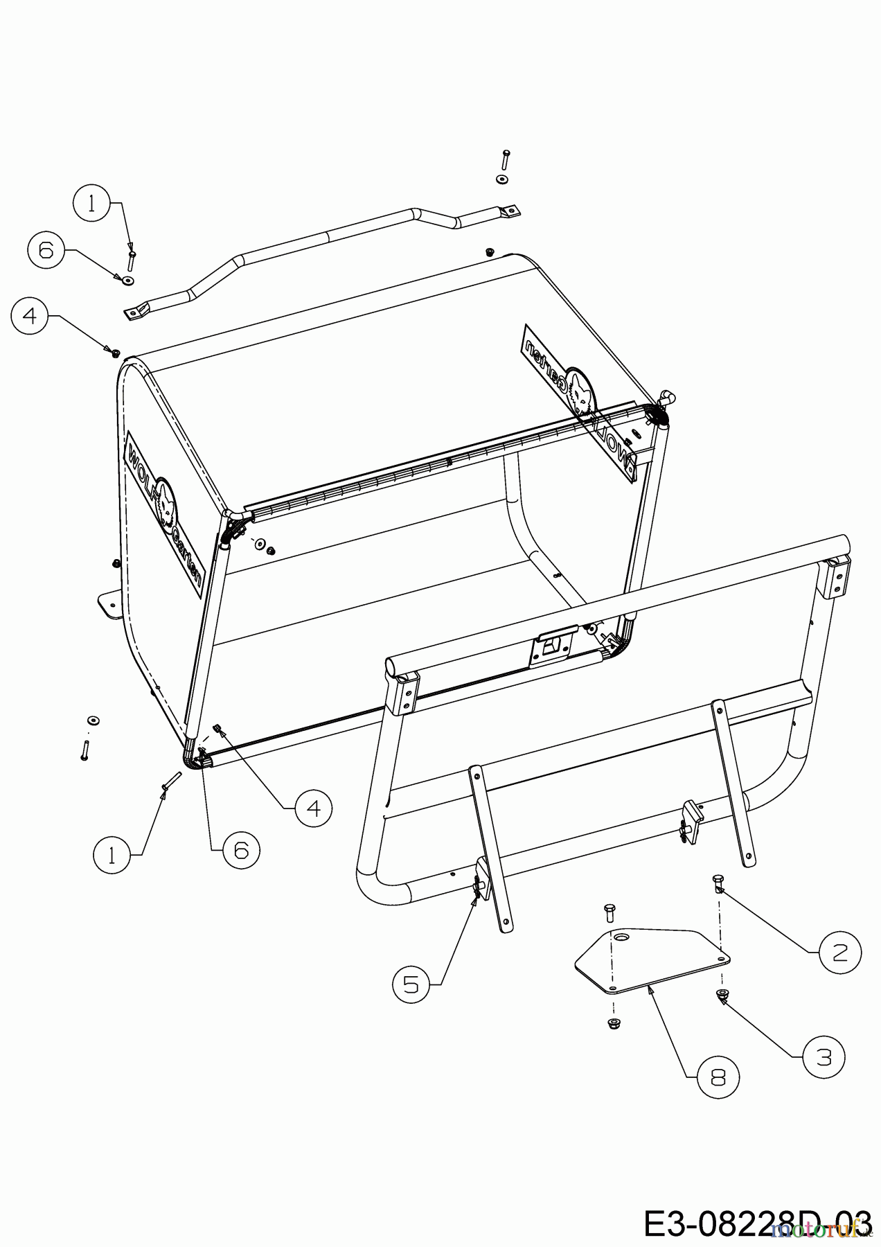  Wolf-Garten Rasentraktoren Scooter Mini / RDE 60 M 13A326SC650F  (2016) Anhängekupplung, Schraubensatz Grasfangsack