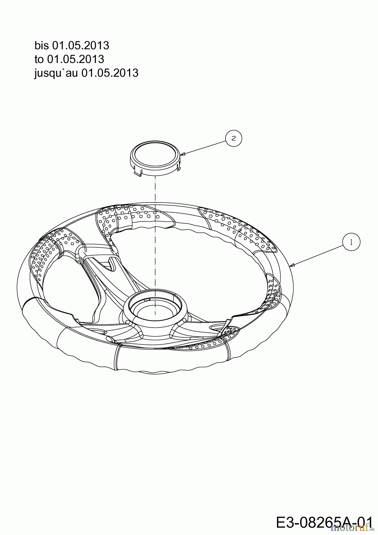  Wolf-Garten Rasentraktoren Expert 107.175 A 13AD90WG650  (2013) Lenkrad bis 01.05.2013