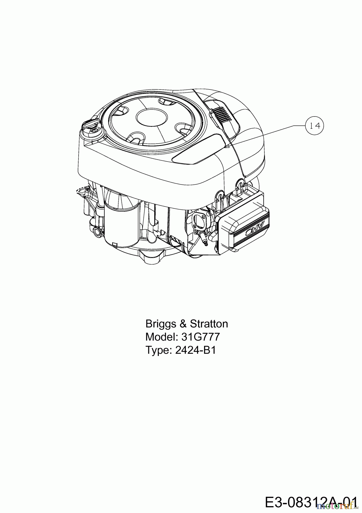  WOLF-Garten Expert Rasentraktoren Expert 107.175 A 13AD90WG650  (2013) Motor Briggs & Stratton