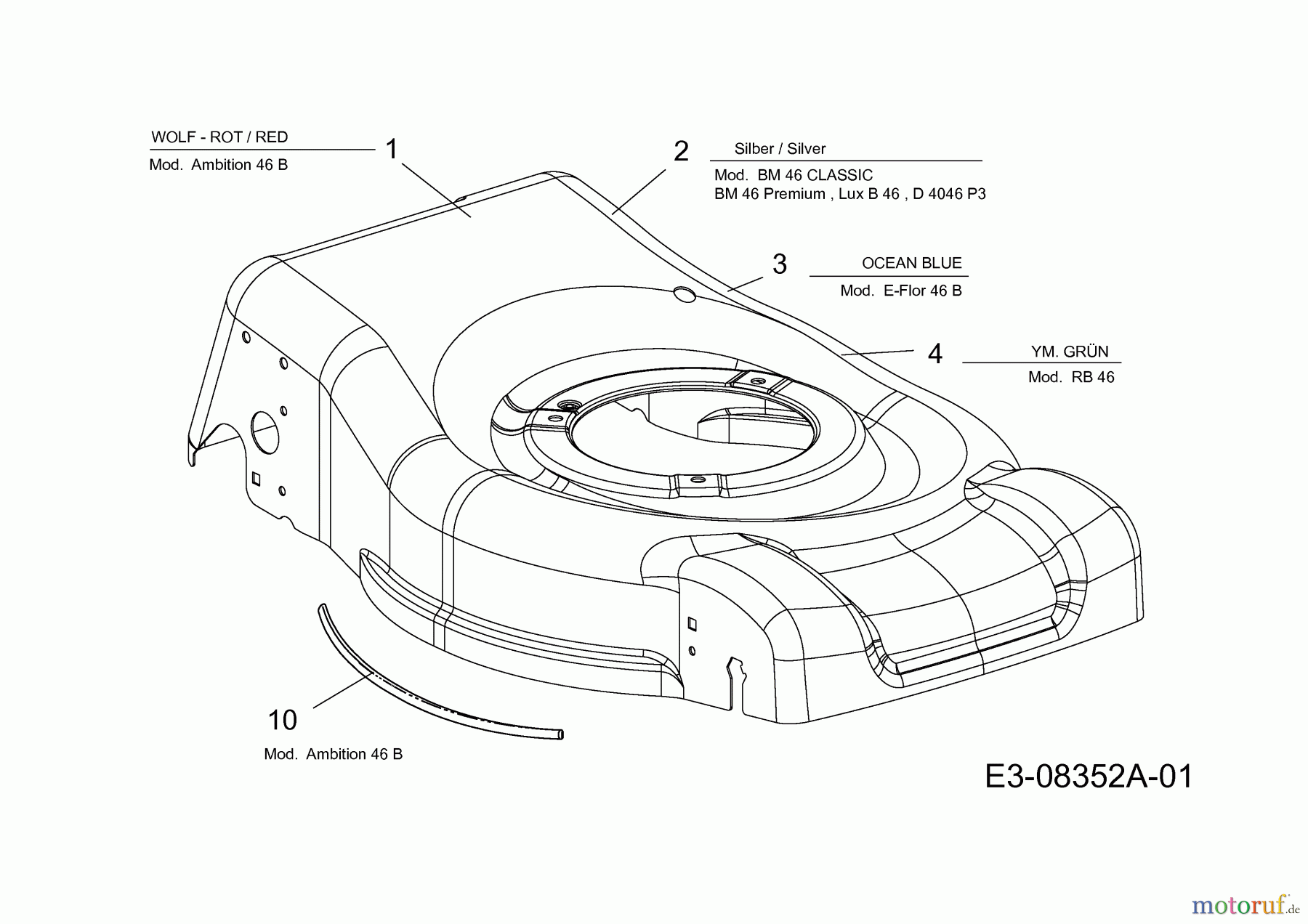  Wolf-Garten Motormäher Ambition 46 B 11A-J45G650  (2013) Mähwerksgehäuse