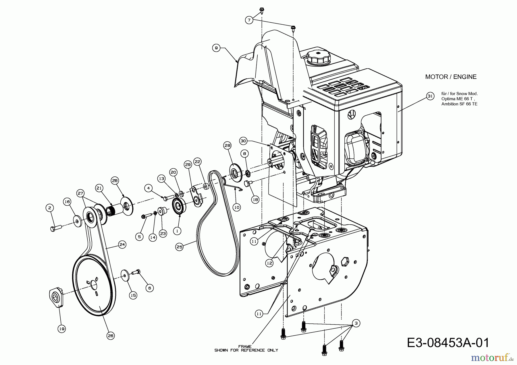  Wolf-Garten Schneefräsen Ambition SF 66 TE 31AY74T3650  (2014) Keilriemen, Motor, Tank