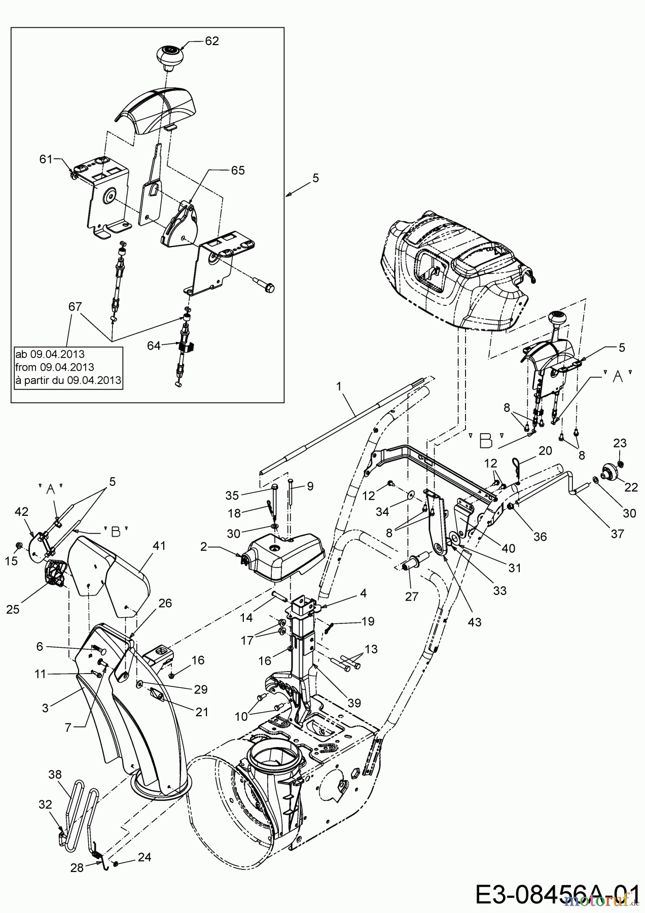  WOLF-Garten Expert Schneefräsen Expert 76130 HD 31AY57SZ650  (2014) Auswurfschacht, Joystick
