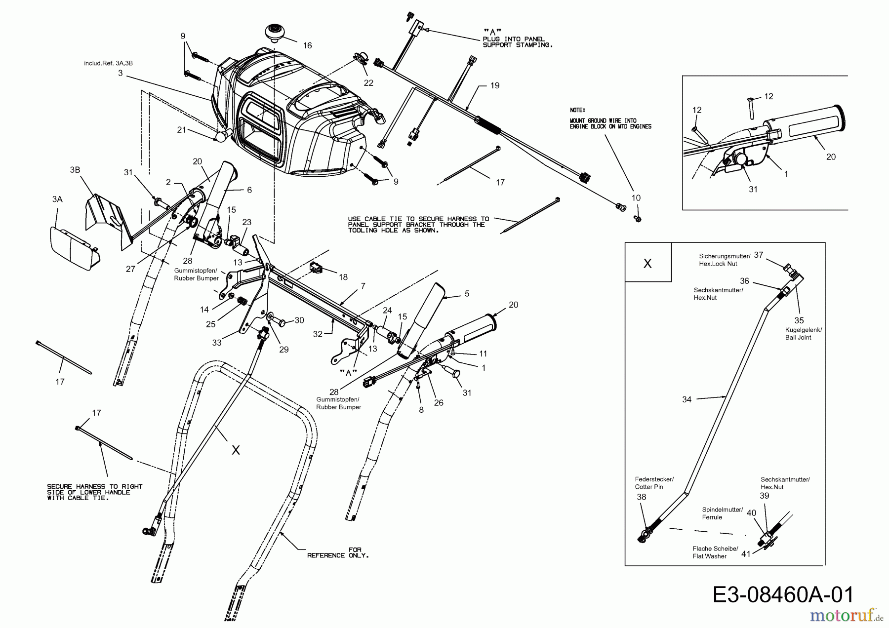  WOLF-Garten Expert Schneefräsen Expert 76130 HD 31AY57SZ650  (2014) Armaturenbrett, Handhebel