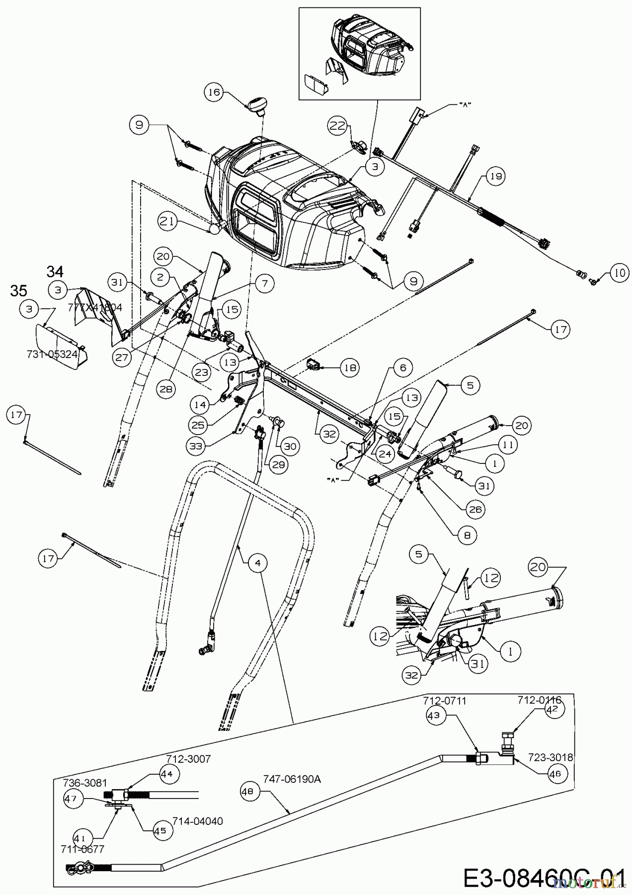  WOLF-Garten Expert Schneefräsen Expert 7190 HD 31AY55SY650  (2017) Armaturenbrett, Schalthebel