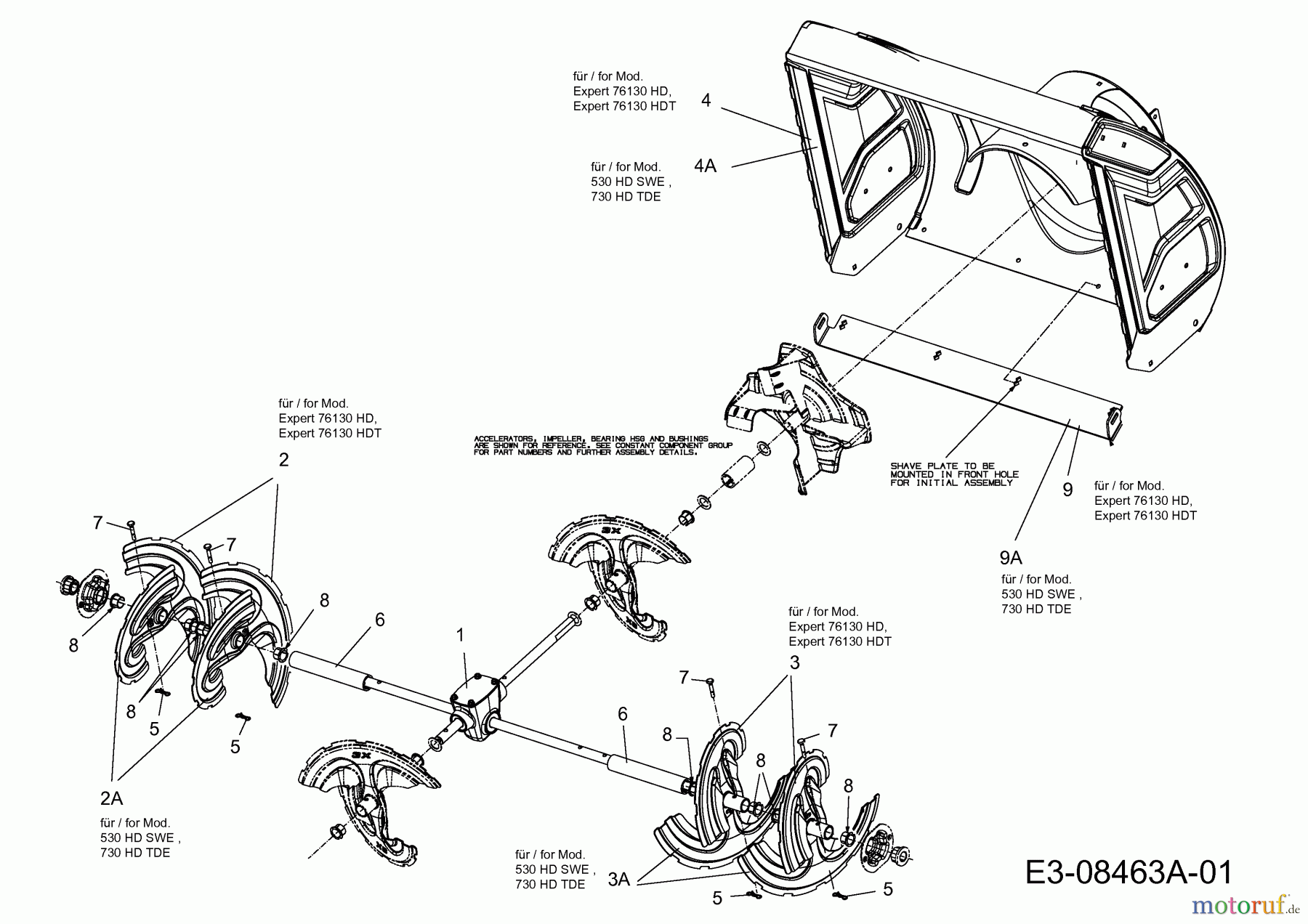  WOLF-Garten Expert Schneefräsen Expert 76130 HD 31AY57SZ650  (2014) Fräsgehäuse, Schnecke, Schneckenantrieb