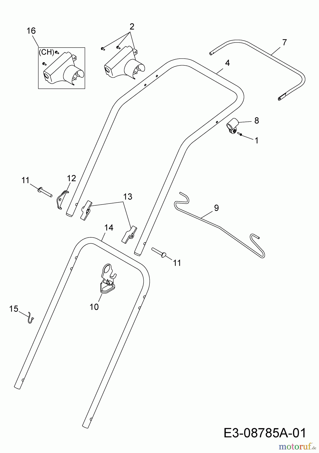  Wolf-Garten Elektromäher Blue Power 34 E 18BWF1X1C50  (2015) Holm, Schalter